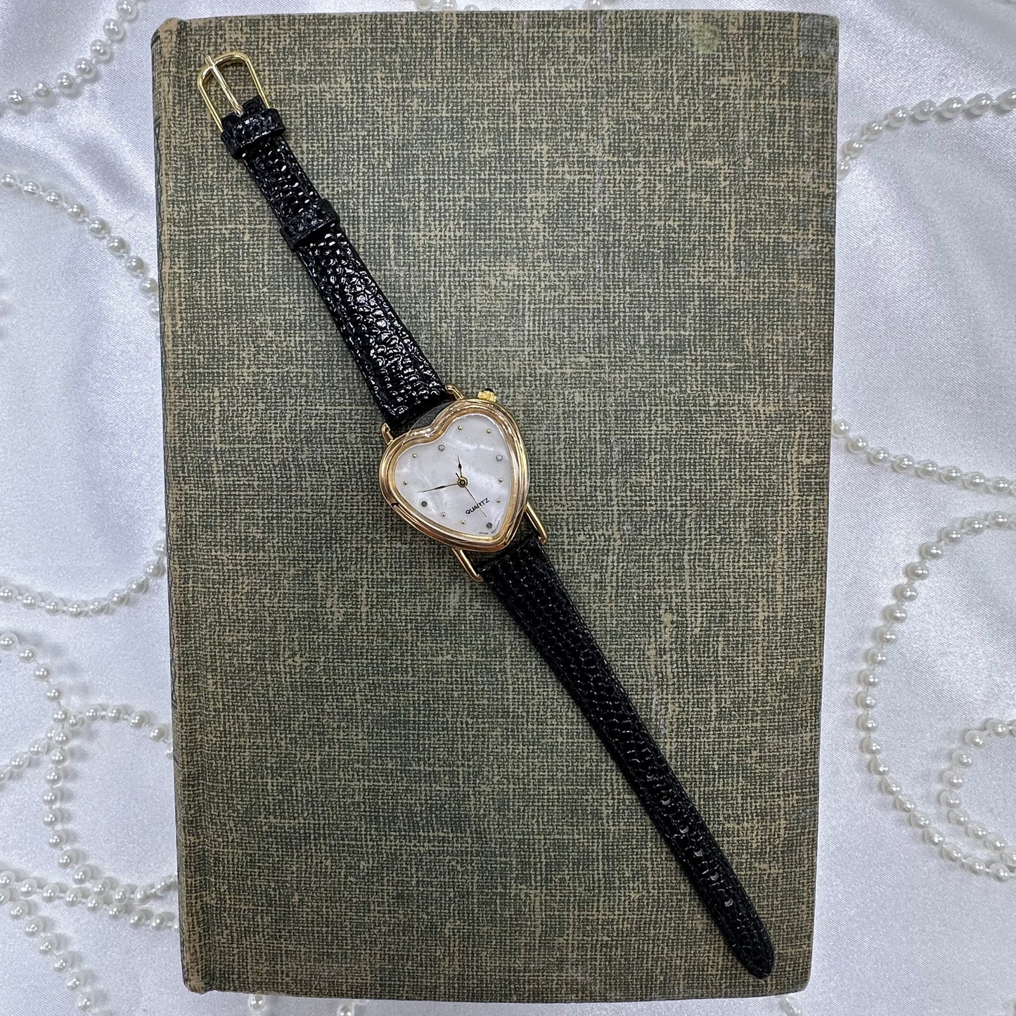 Vintage Avon Gold Heart Watch with Mother of Pearl Dial