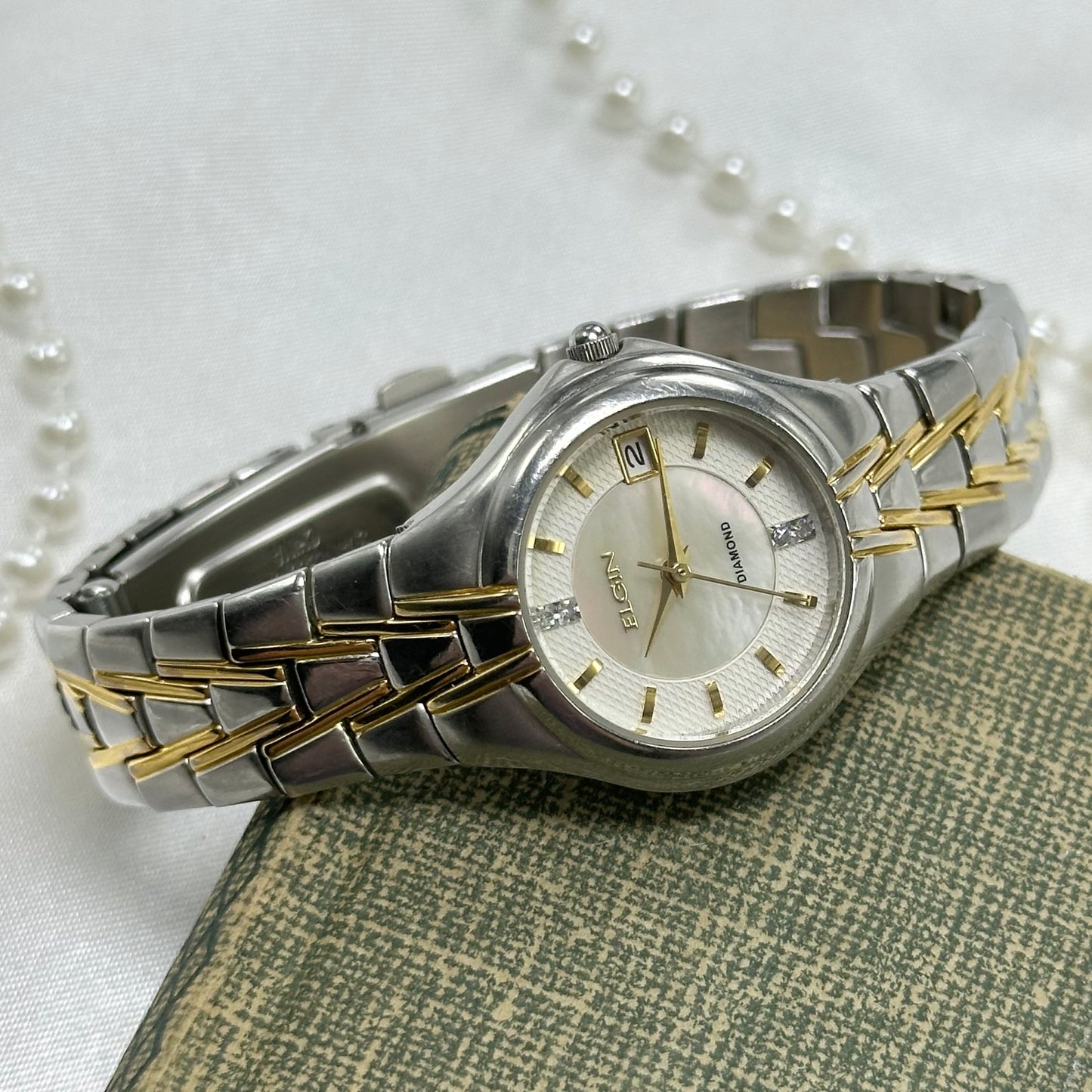 Two-Tone Elgin Watch with Mother of Pearl Dial