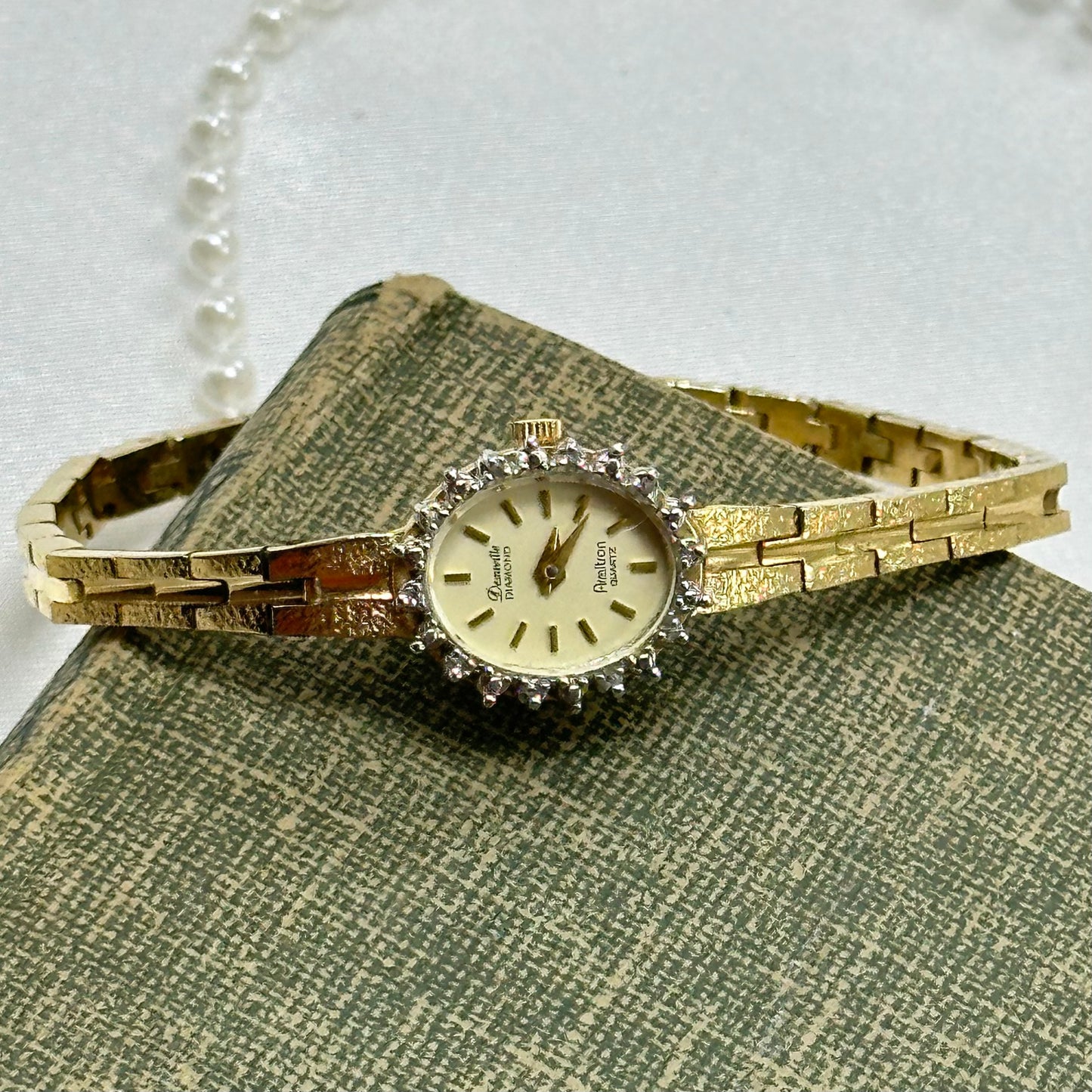 Dainty Vintage Gold Diamanté Deauville Diamond Watch