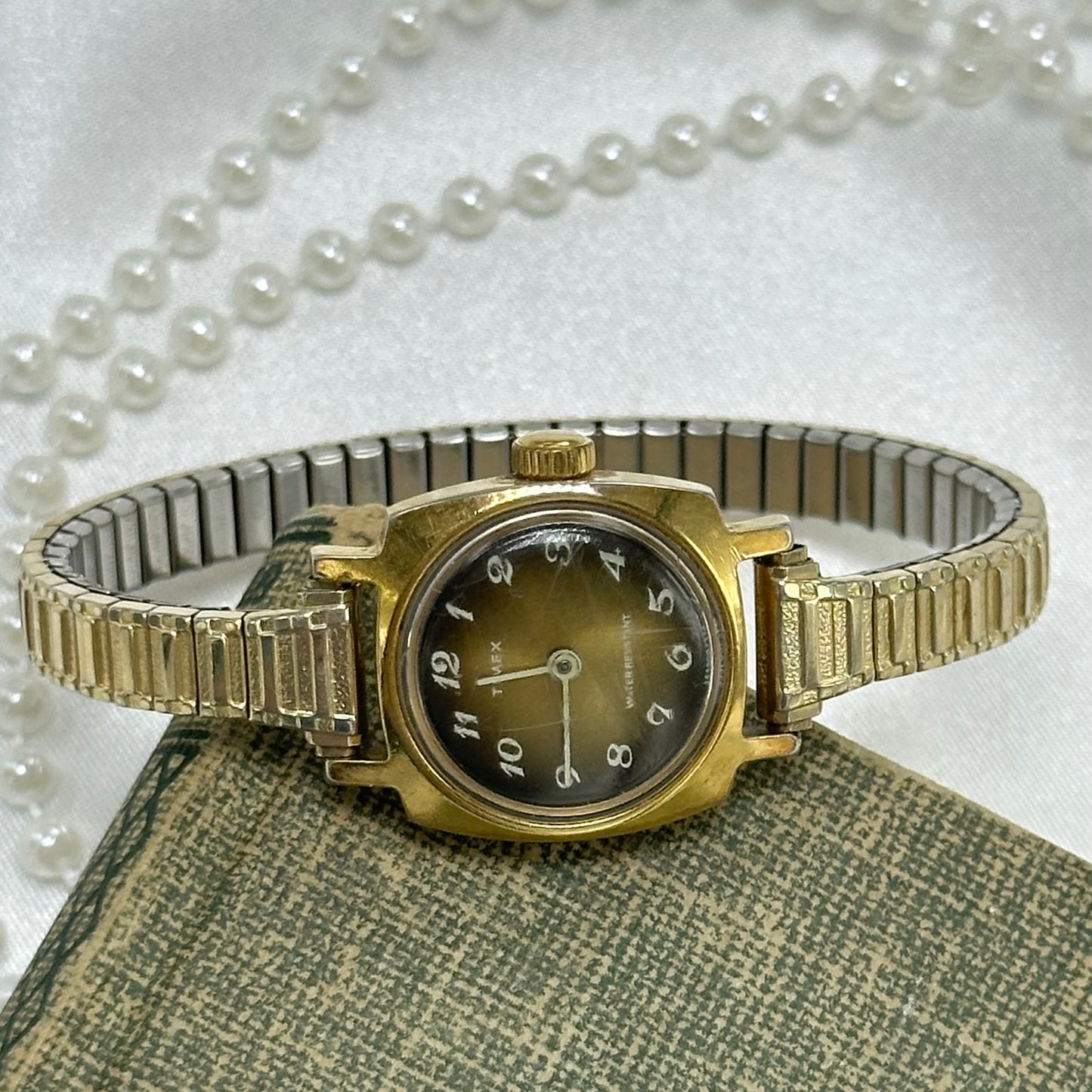 1974 Tiger Eye Dial Gold Timex Wind-Up Watch