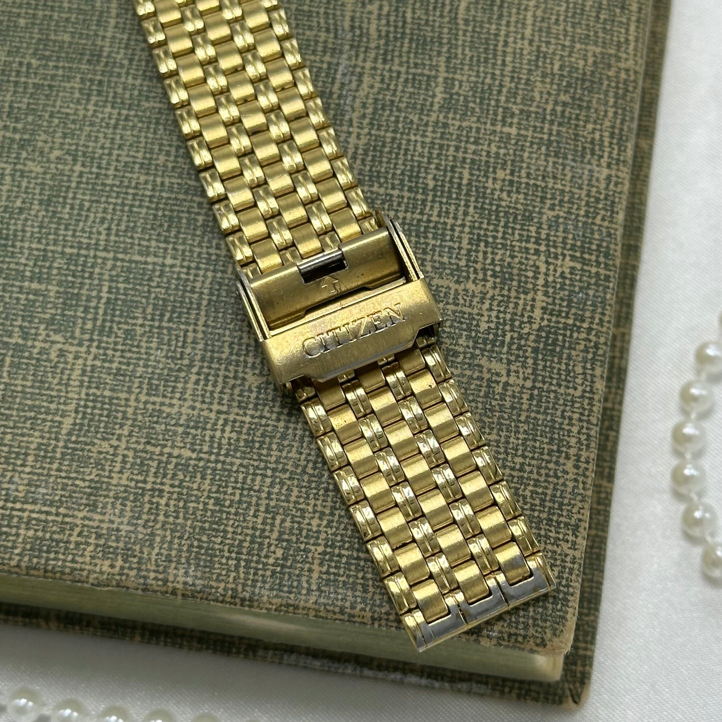 Gold Citizen Tank Watch with Date Display