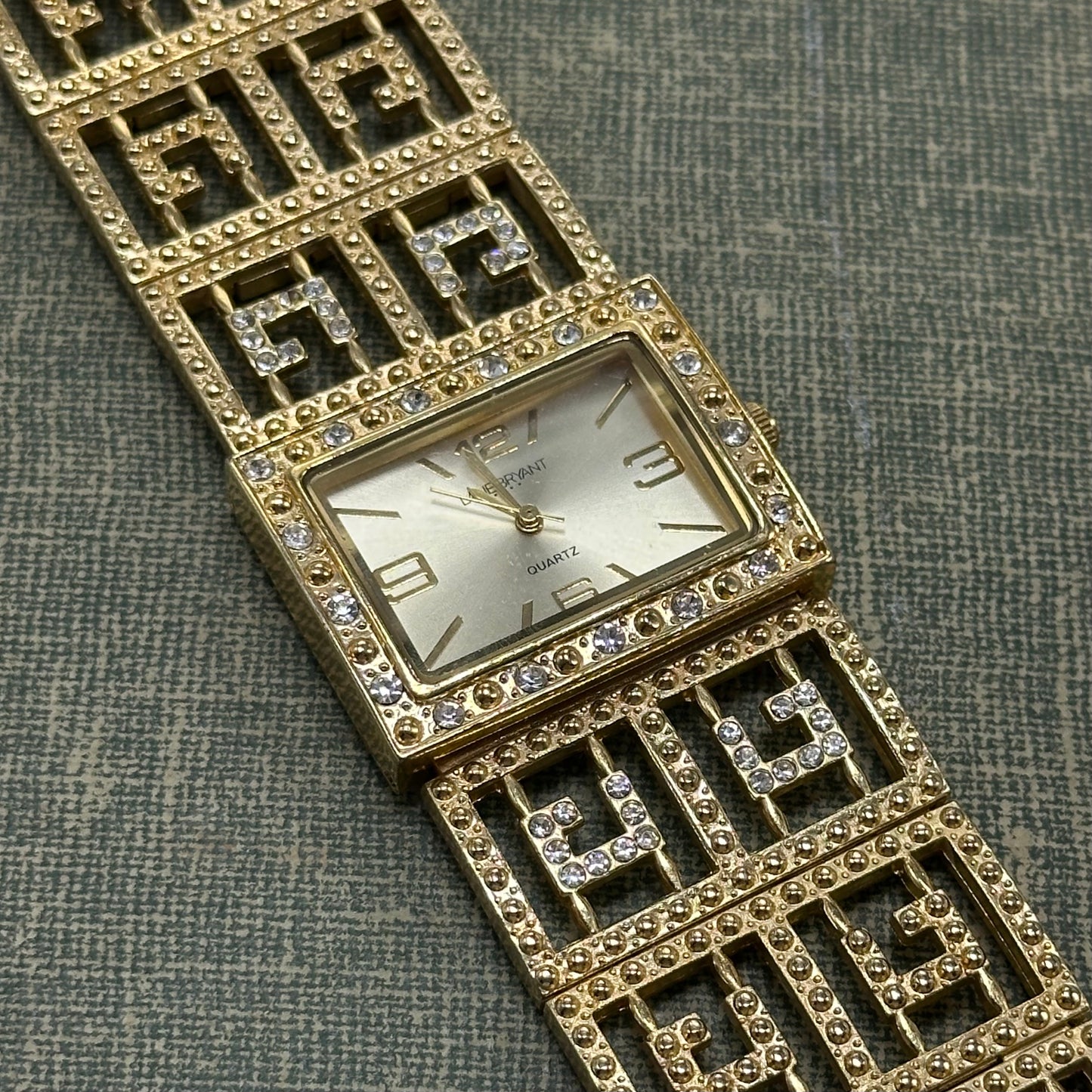 Chunky Gold Crystal Bezel Bracelet Watch