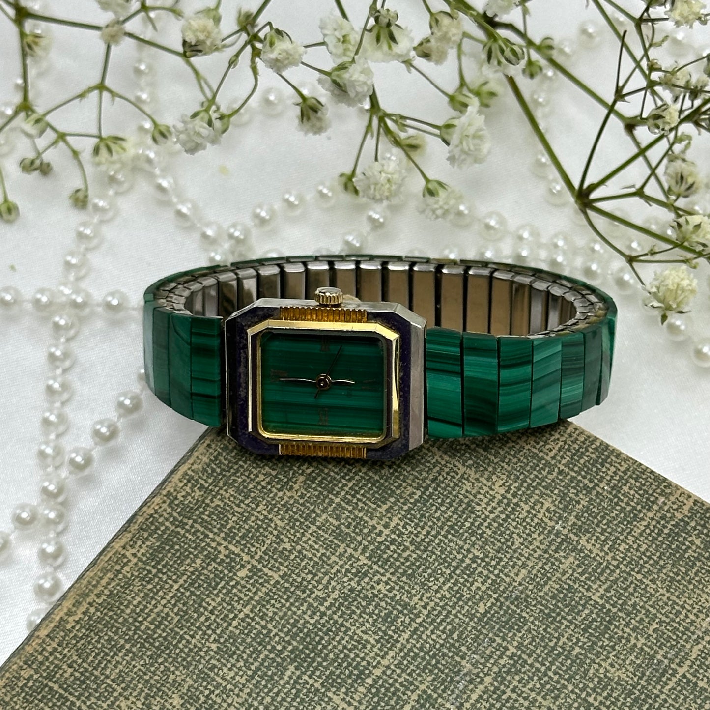 Green and Gold Malachite Watch