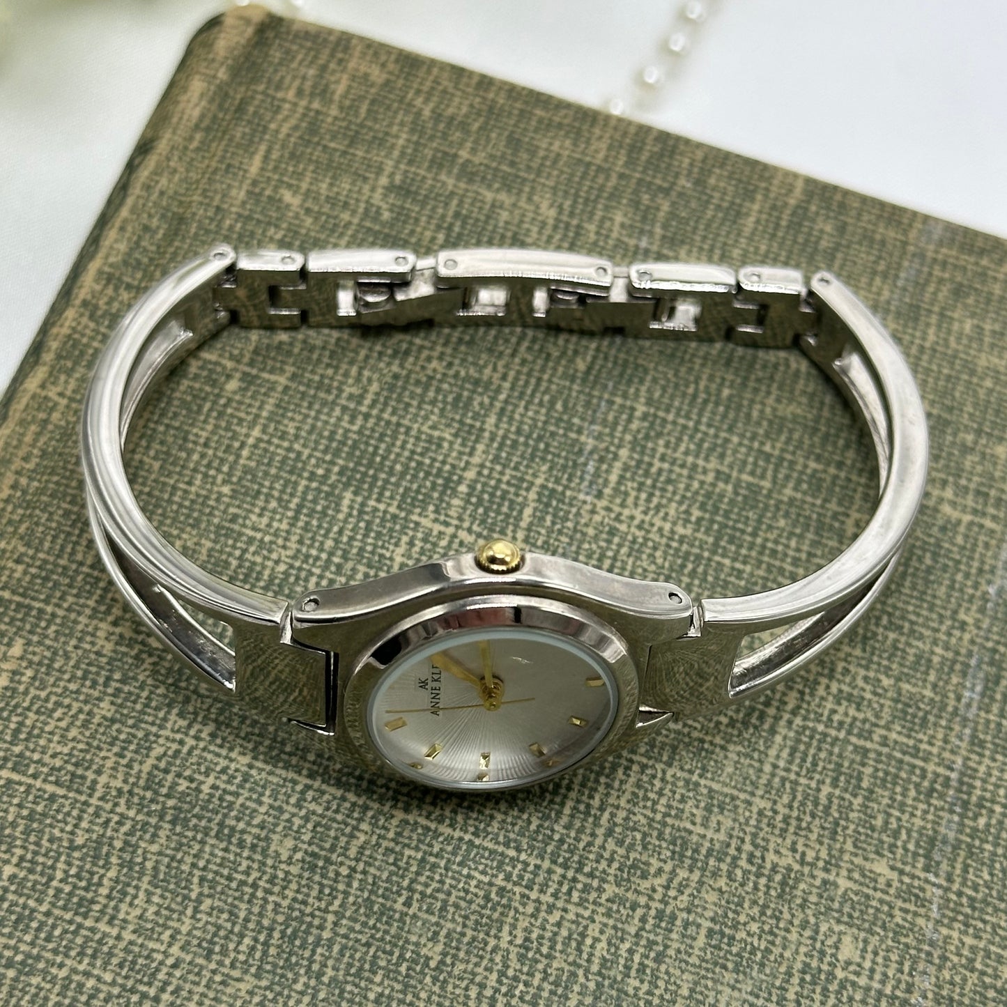 Silver Anne Klein Watch with Gold Hands