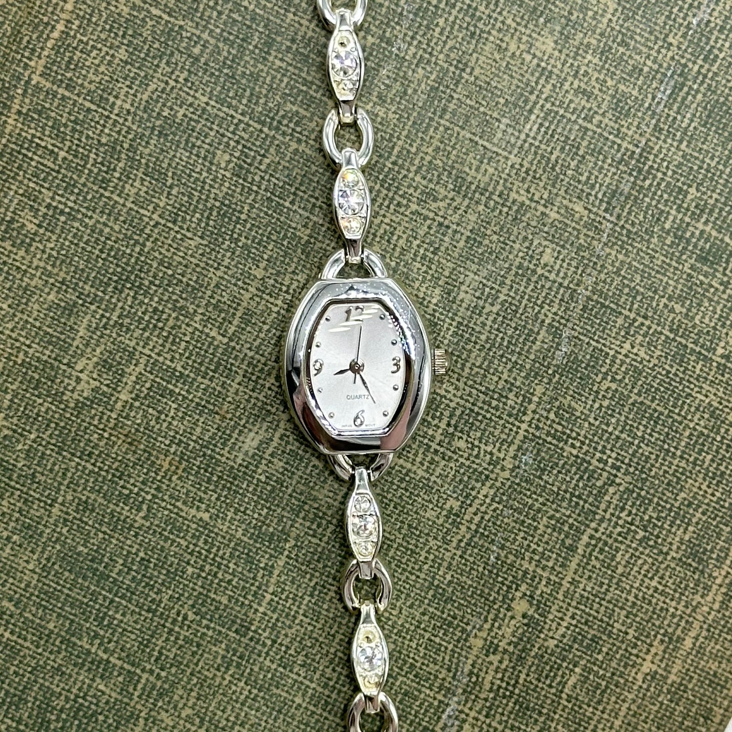 Silver Watch with Diamanté Band