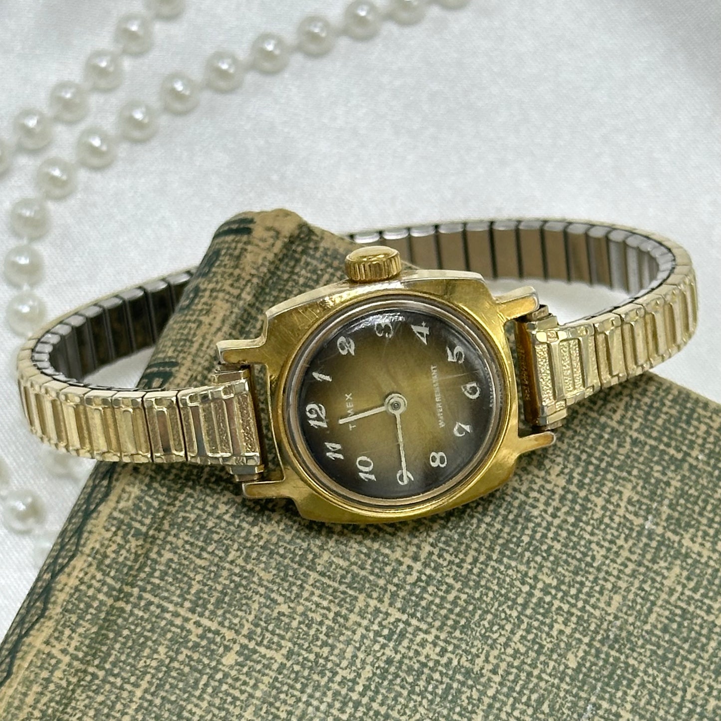 1974 Tiger Eye Dial Gold Timex Wind-Up Watch