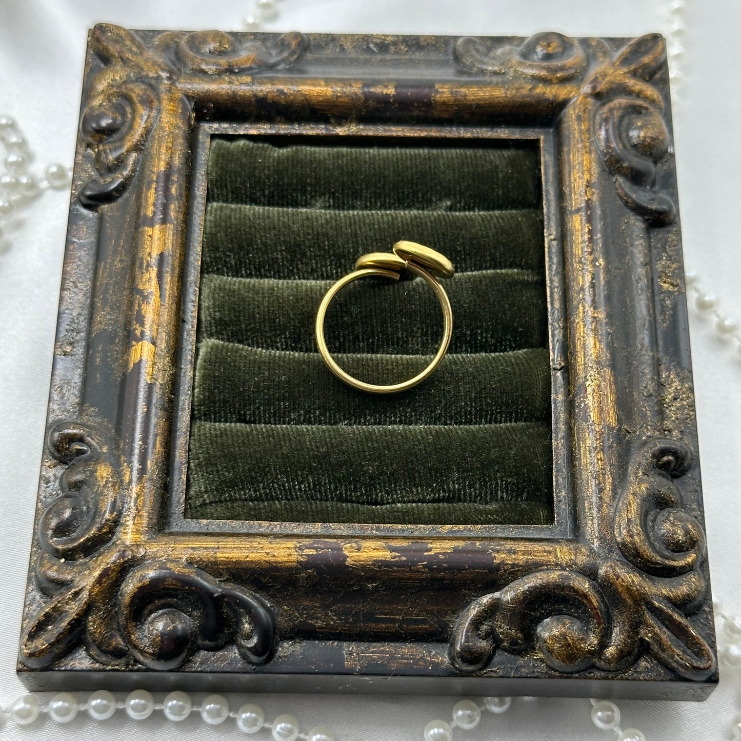 Pink Flower Gold Bypass Ring
