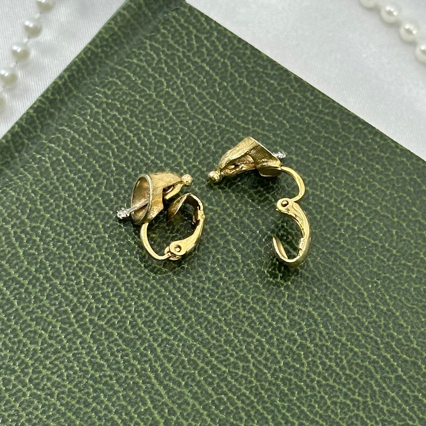 Dainty Gold Bells with Rhinestones Avon Clip On Earrings