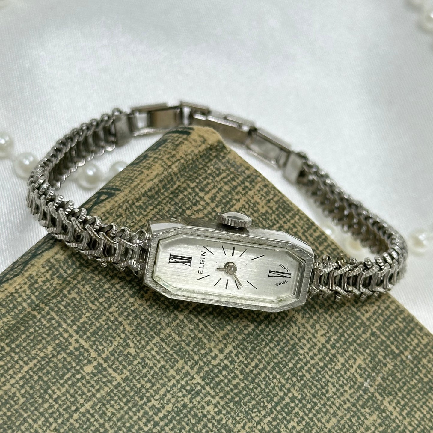 Dainty Vintage Wind-Up Elgin Watch with Roman Numeral Markers