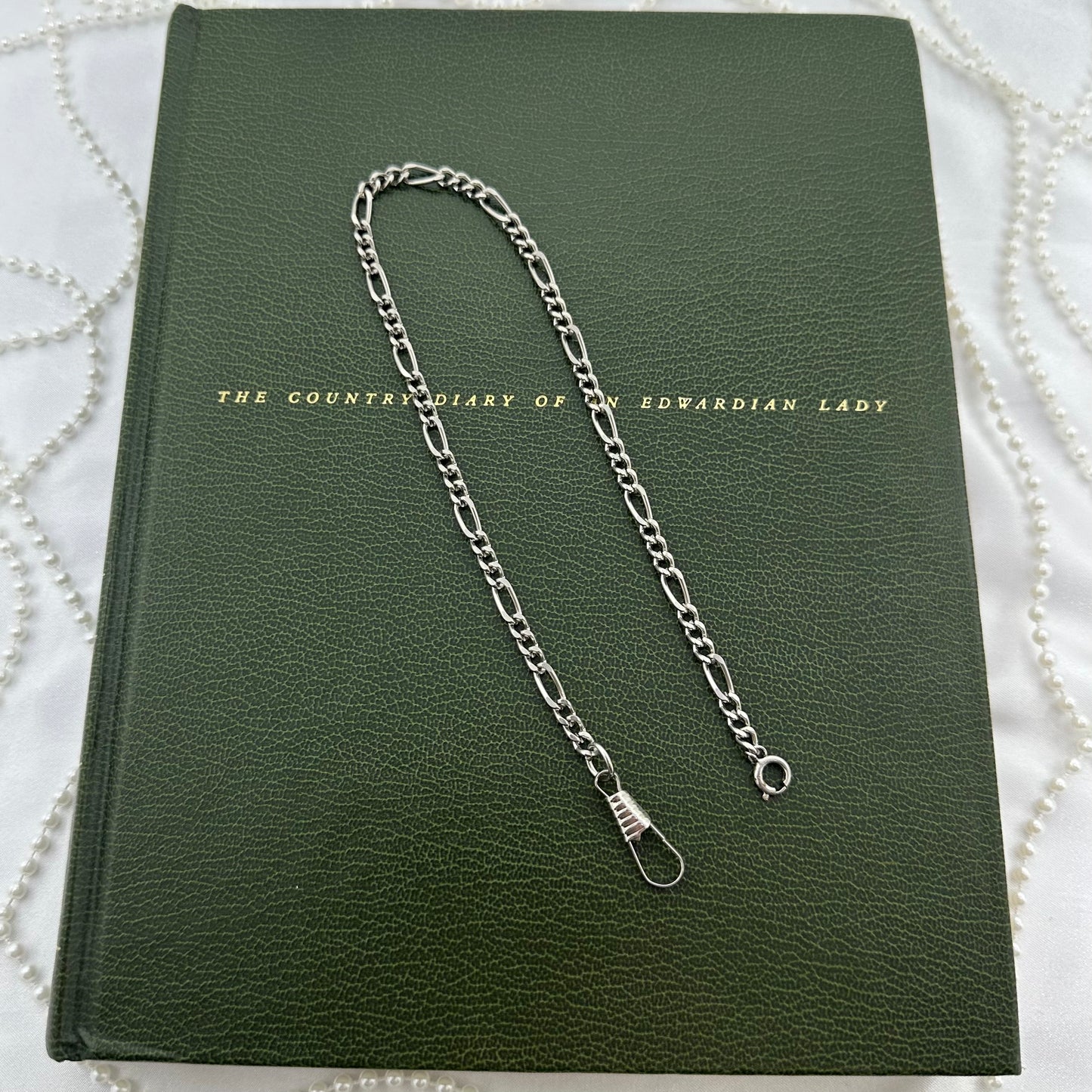 Vintage Silver Figaro Watch Chain with Dog Clip Clasp