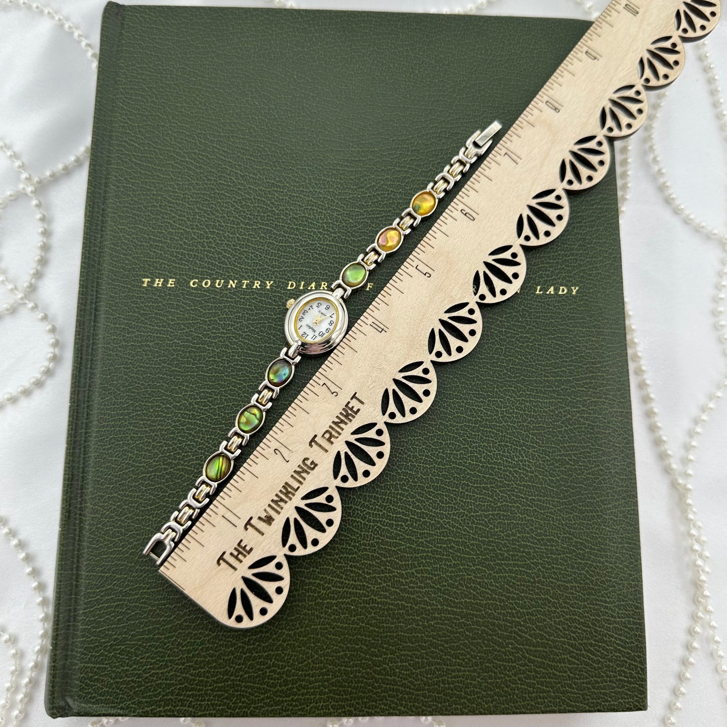 Dainty Silver Abalone Watch with Oval Mother of Pearl Dial