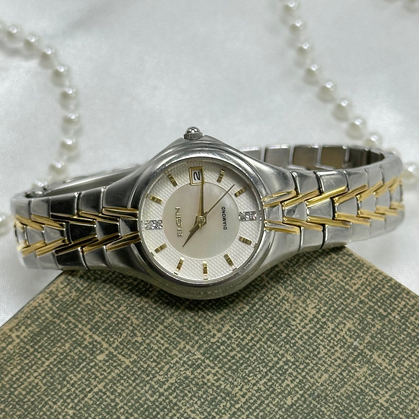 Two-Tone Elgin Watch with Mother of Pearl Dial