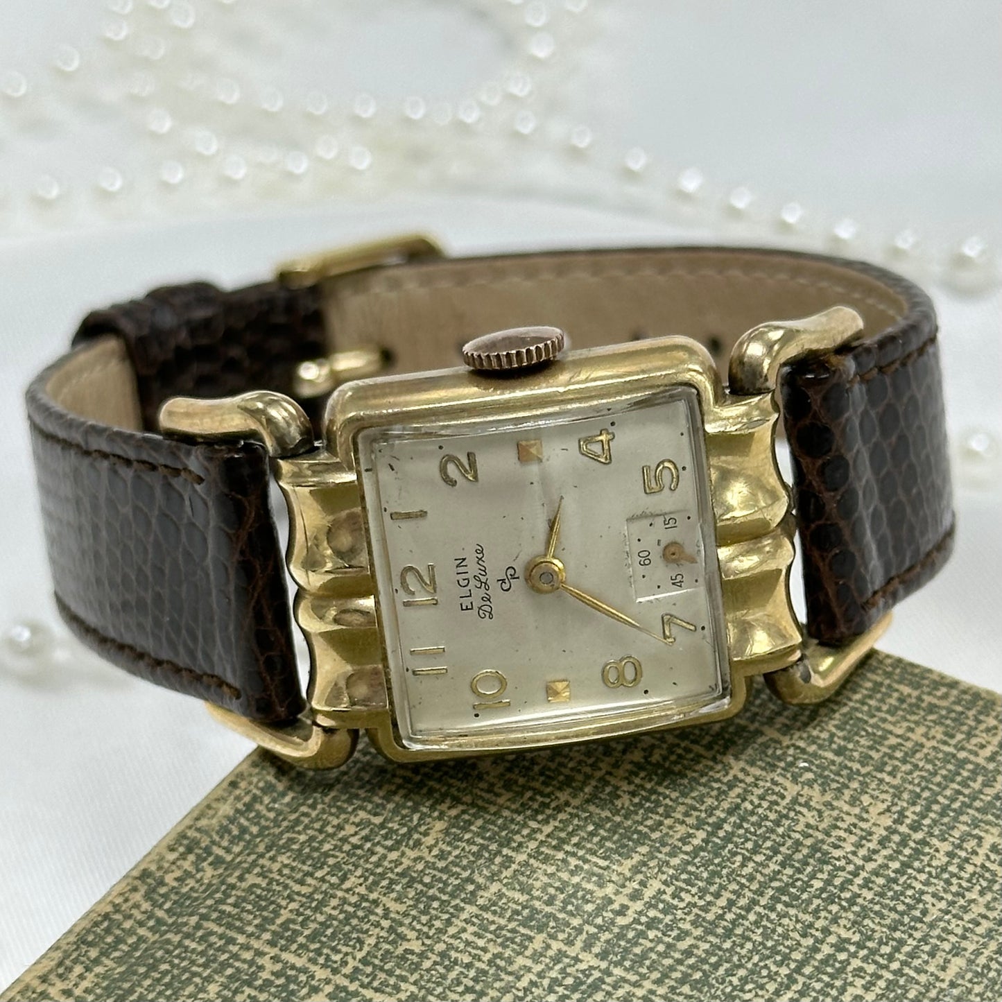 1951 Vintage 10k GF Wind-Up Elgin De Luxe Square Dial Watch