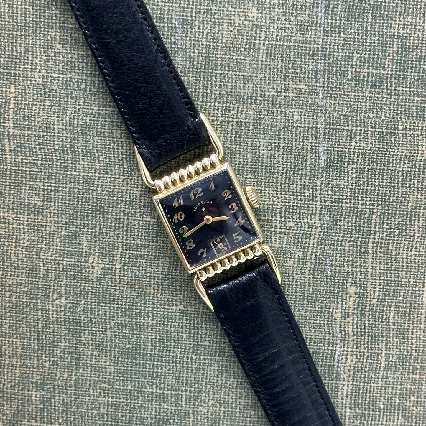 1950's Vintage 14k GF Lord Elgin Black Dial Watch