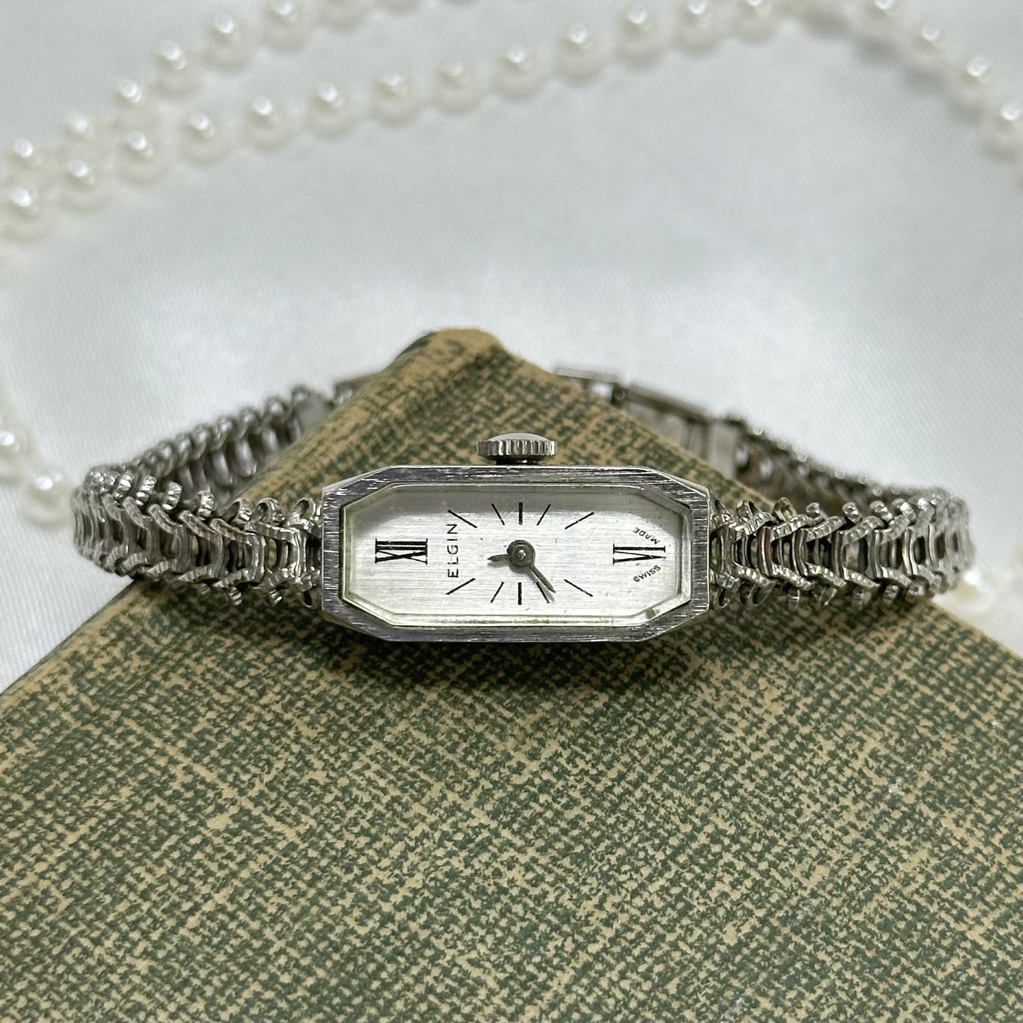 Dainty Vintage Wind-Up Elgin Watch with Roman Numeral Markers