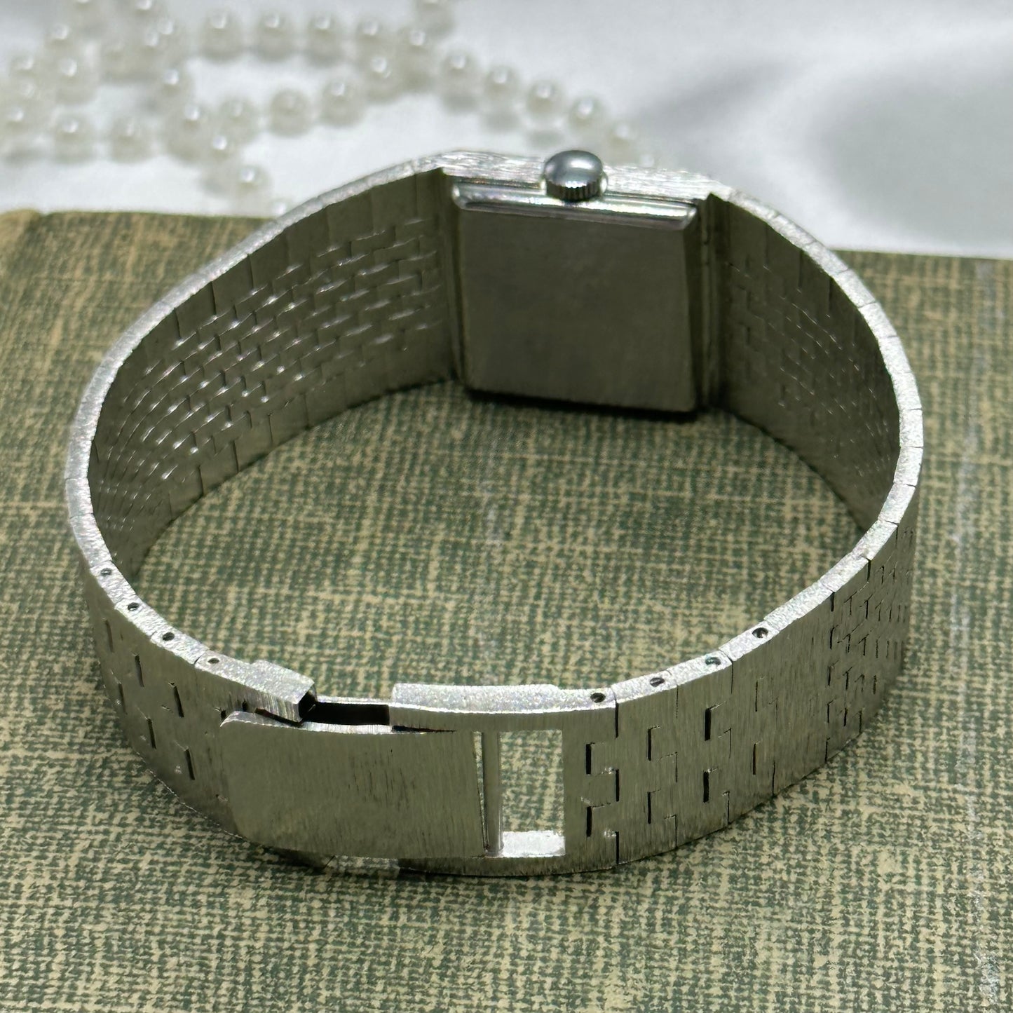 Silver Swiss Made Wind-Up Excalibur Tank Watch