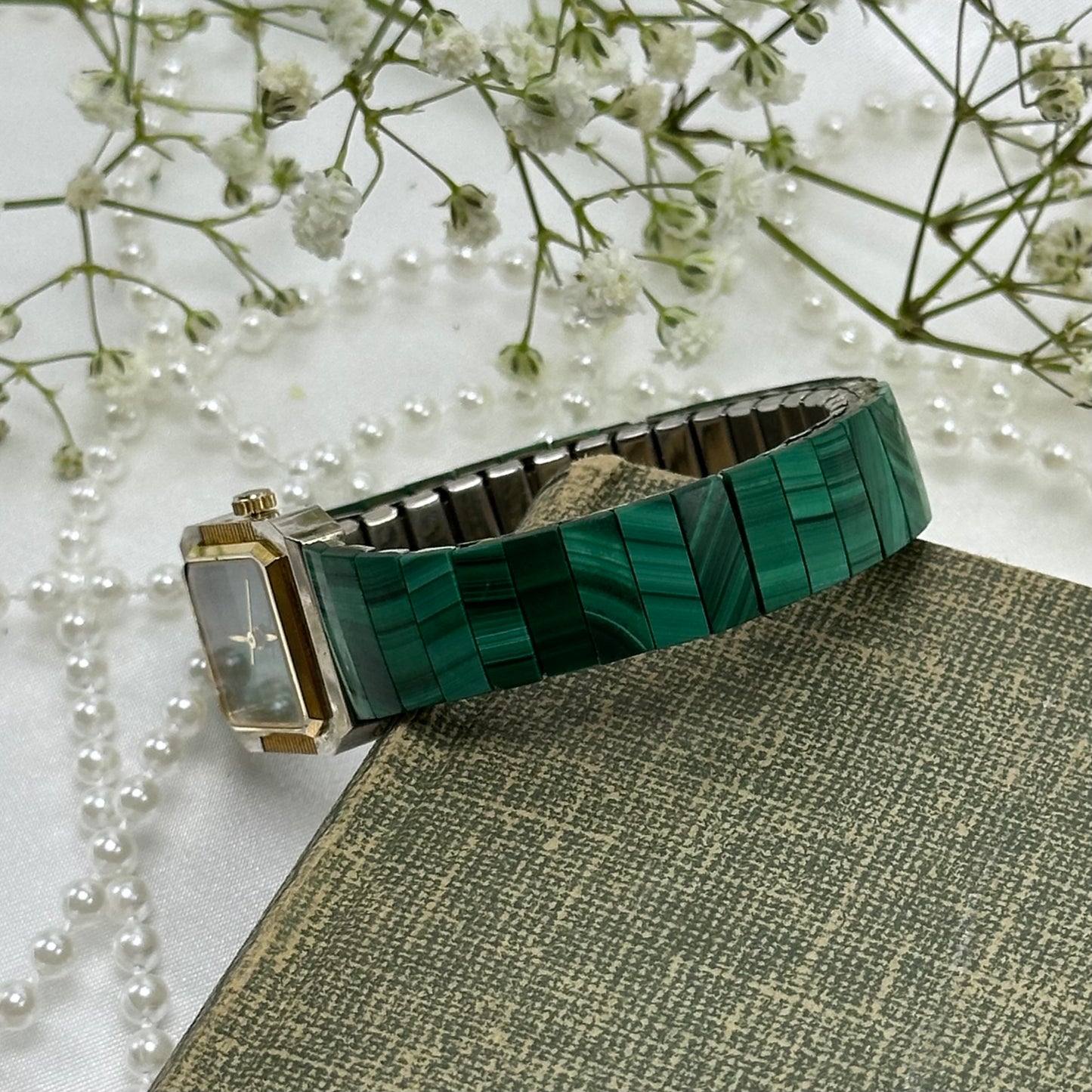 Green and Gold Malachite Watch