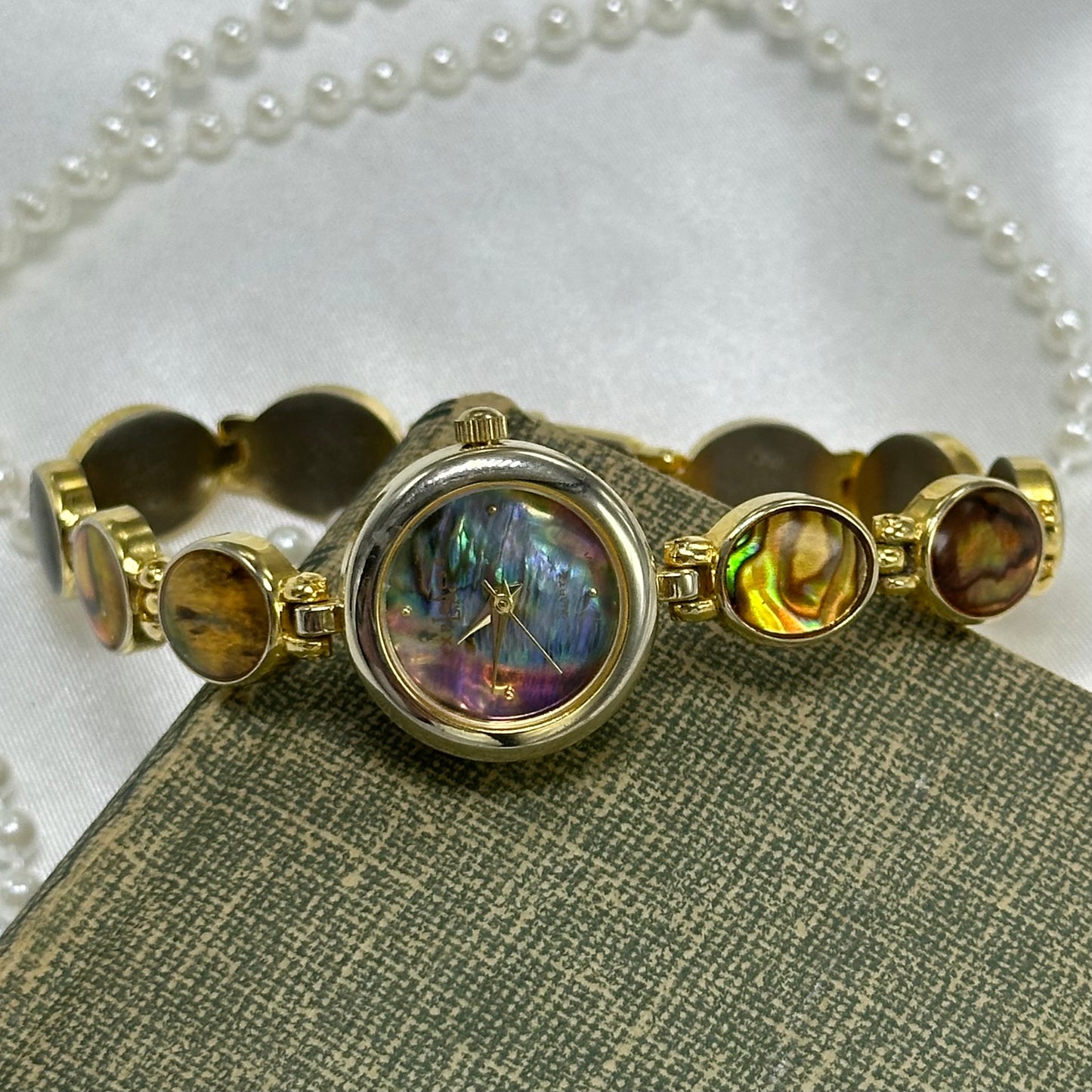 Gold Round Dial Abalone Watch