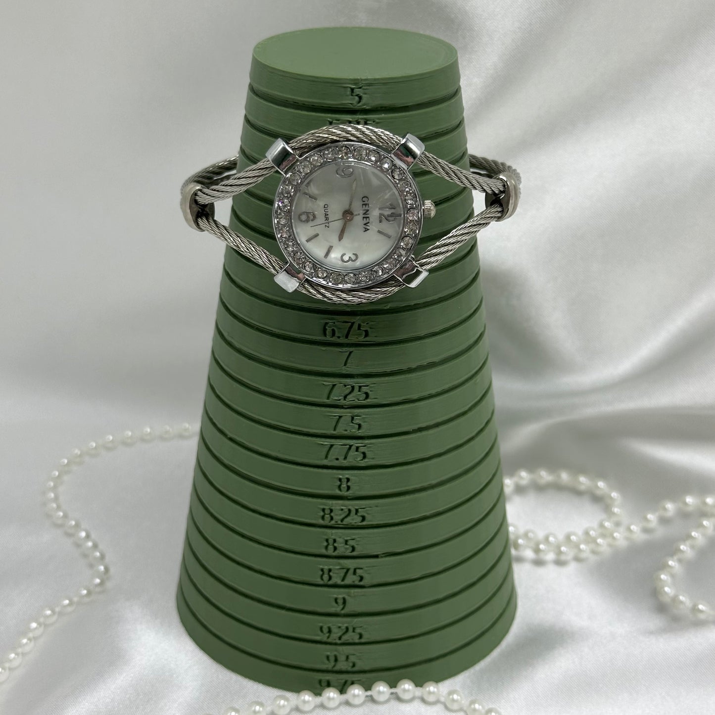 Silver Diamanté Geneva Cuff Watch