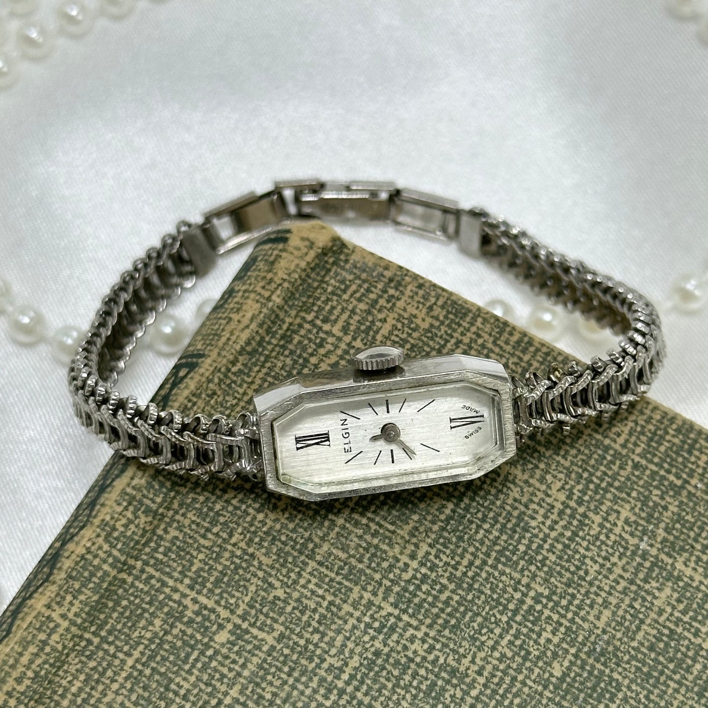 Dainty Vintage Wind-Up Elgin Watch with Roman Numeral Markers