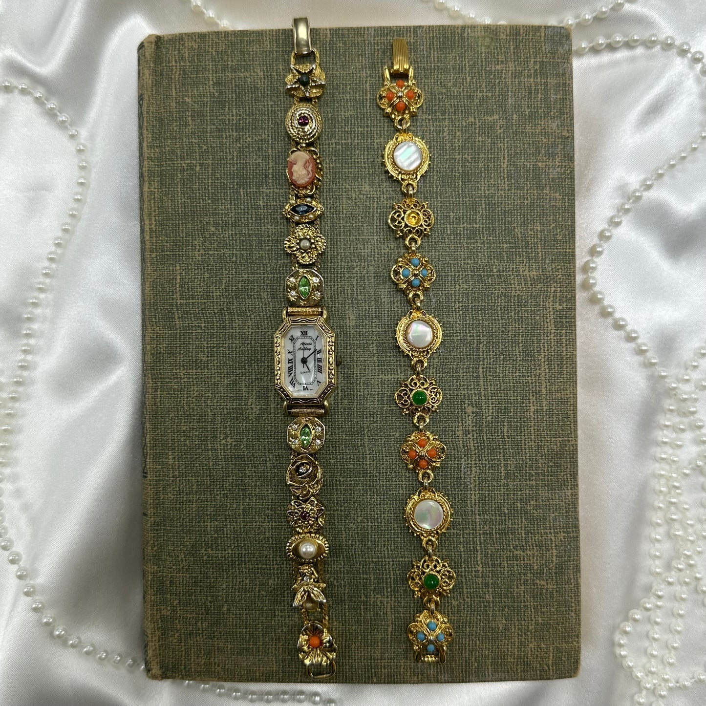 Vintage Cameo Watch and Bracelet Set