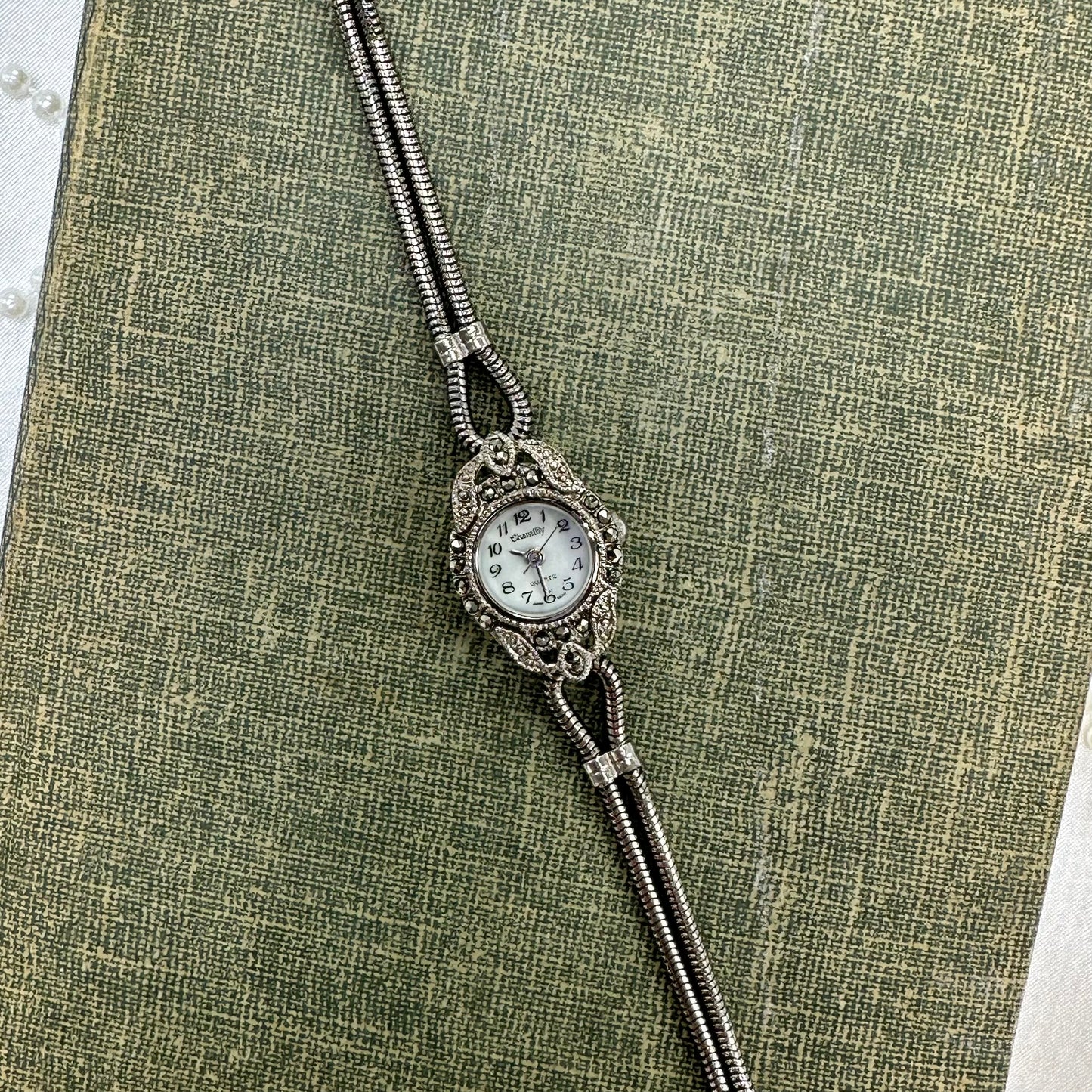 Vintage Silver Marcasite Art Deco Style Watch