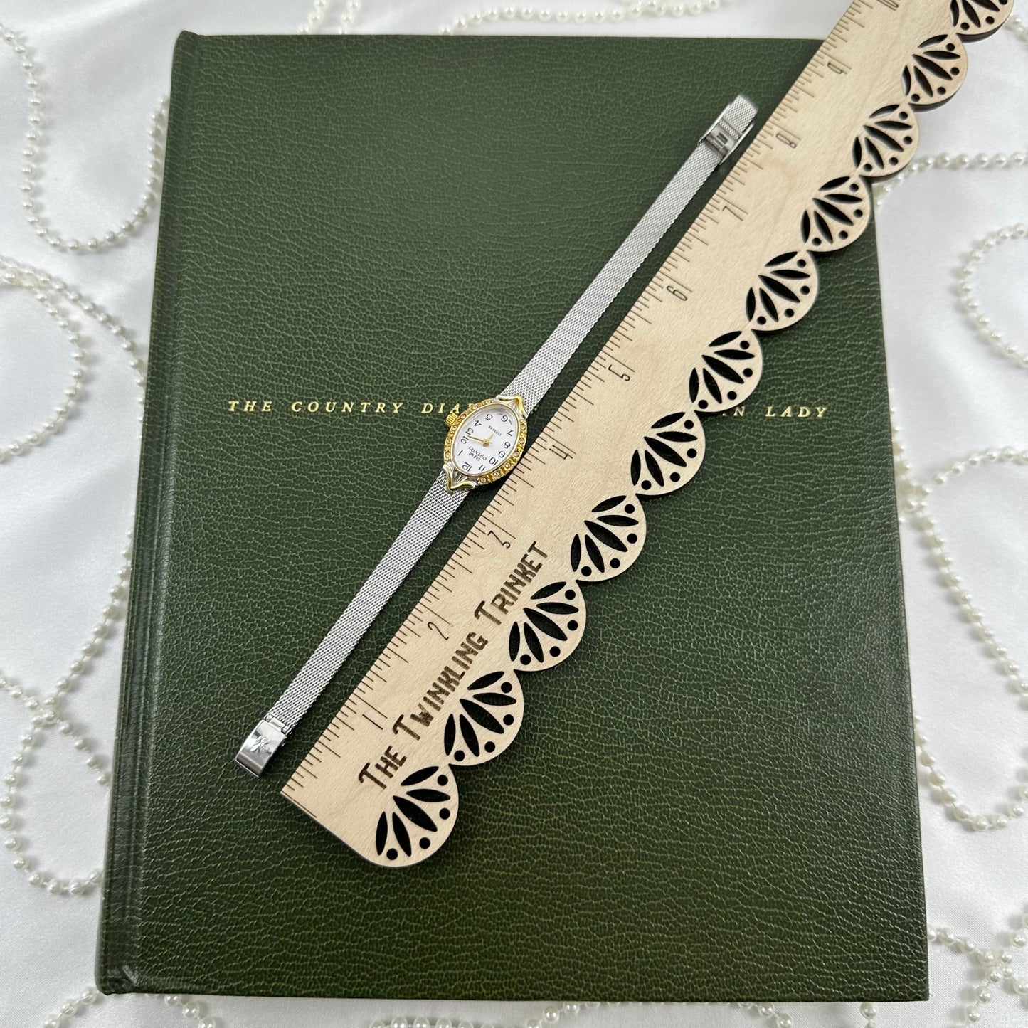 Two-Tone Sarah Coventry Diamanté Watch with Black Jewel Crown