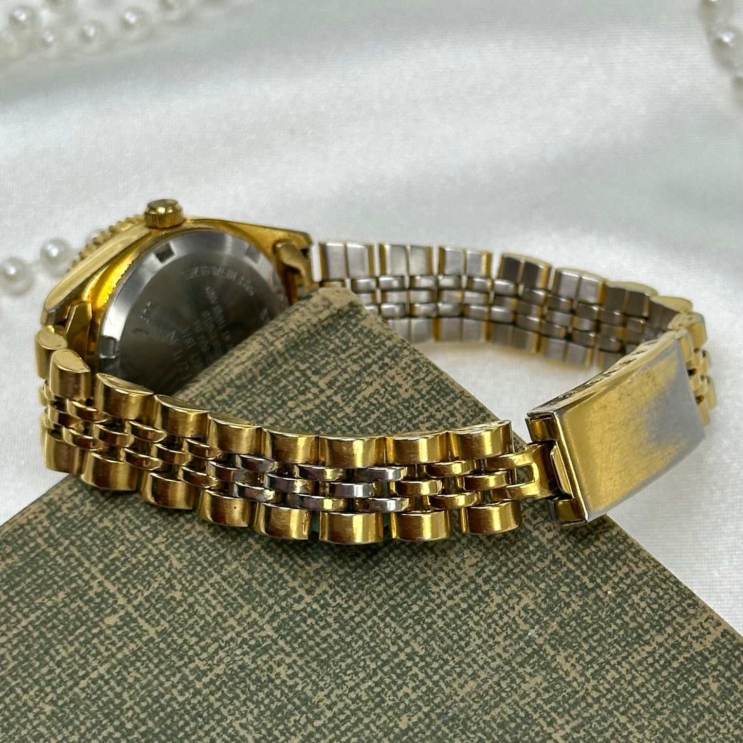 Gold Gruen Water Resistant Watch with Date Display