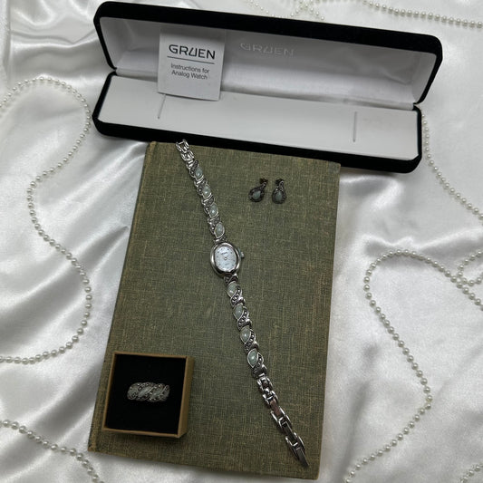 Jade Gruen Watch, Earring & Ring Set