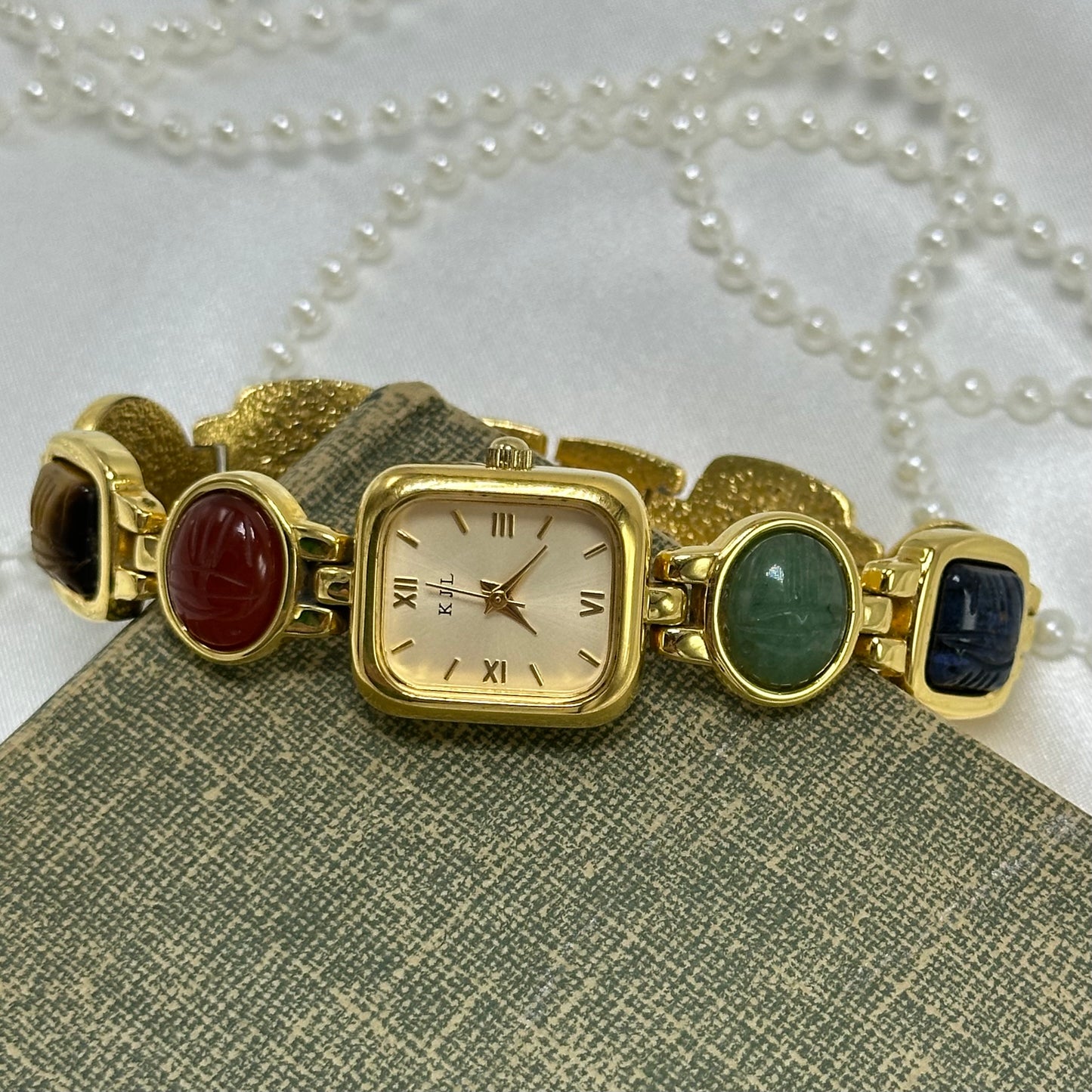 Gold Kenneth Jay Lane Scarab Watch