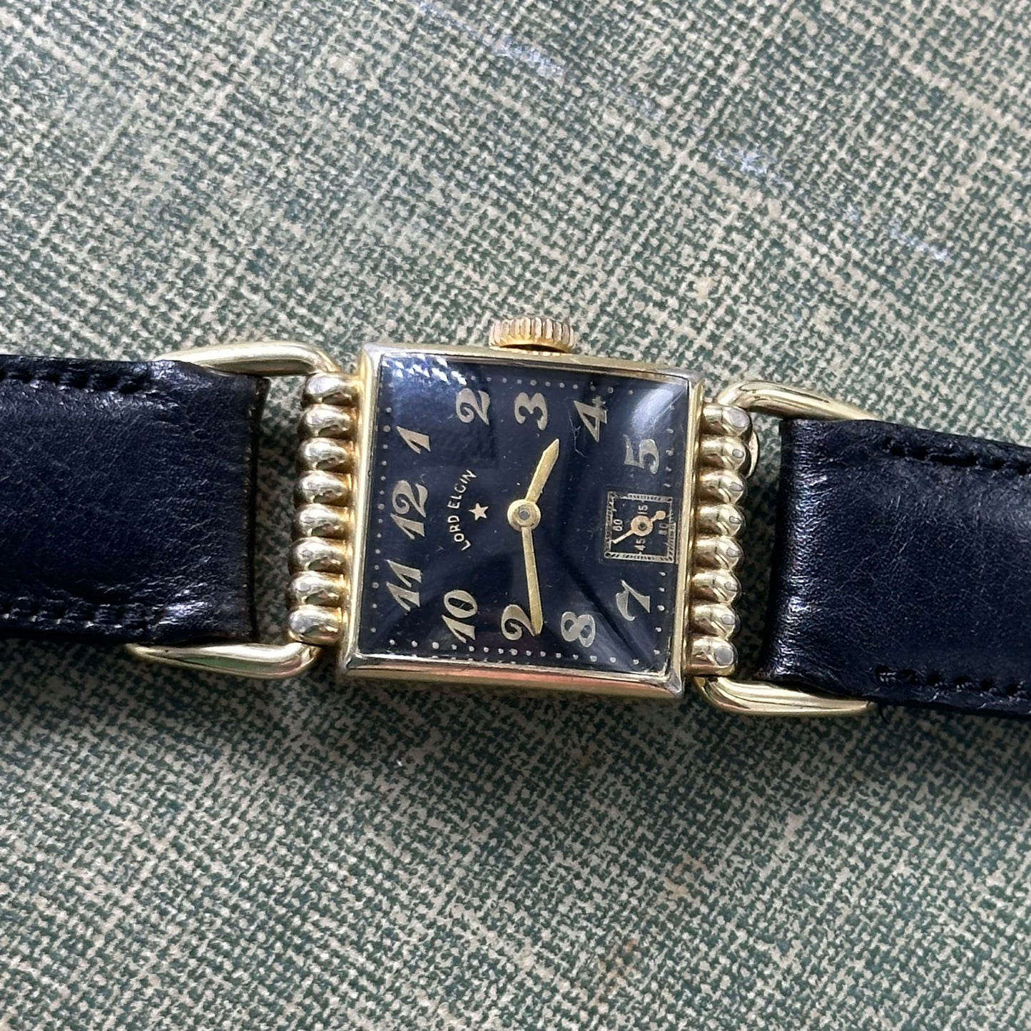 1950's Vintage 14k GF Lord Elgin Black Dial Watch
