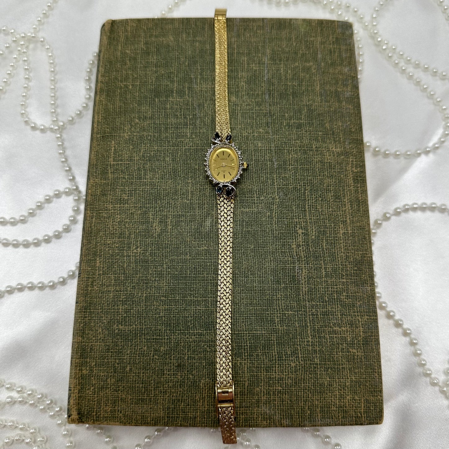 Gold Watch with Blue Stones