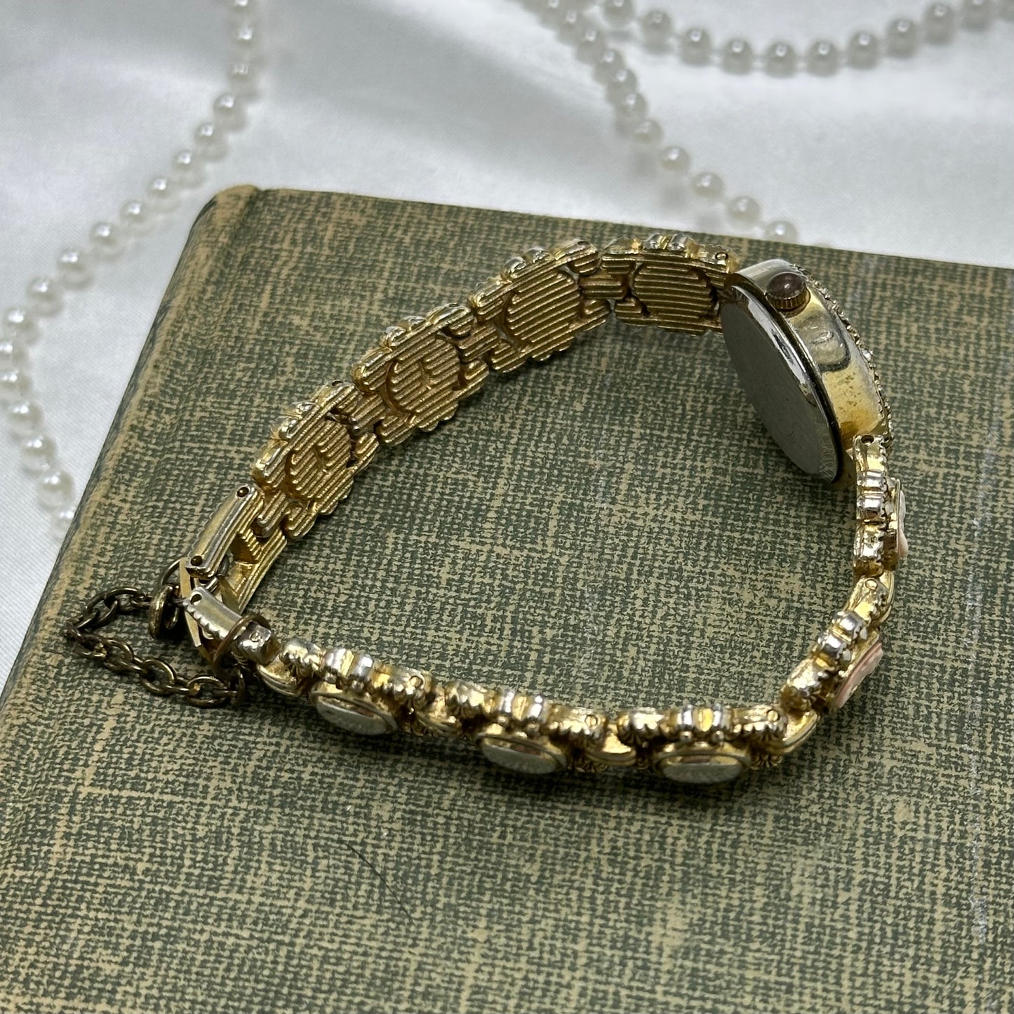 Vintage Gold Cameo Watch with Mother of Pearl Dial