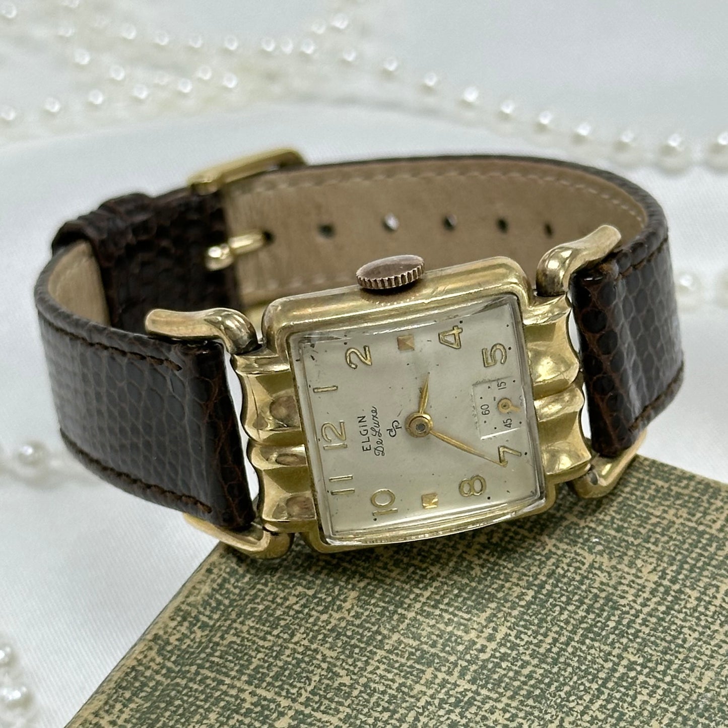 1951 Vintage 10k GF Wind-Up Elgin De Luxe Square Dial Watch