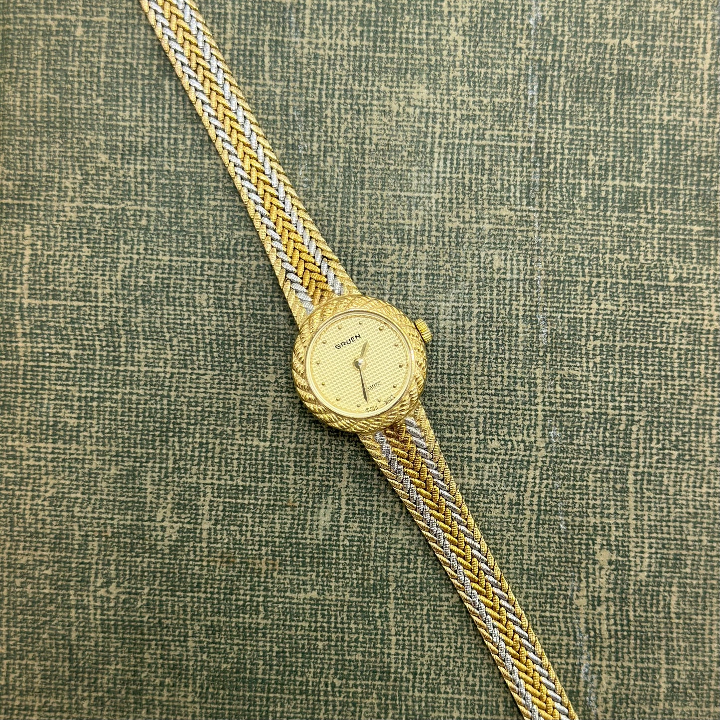 Tri-Tone Gruen Watch with Braded Band