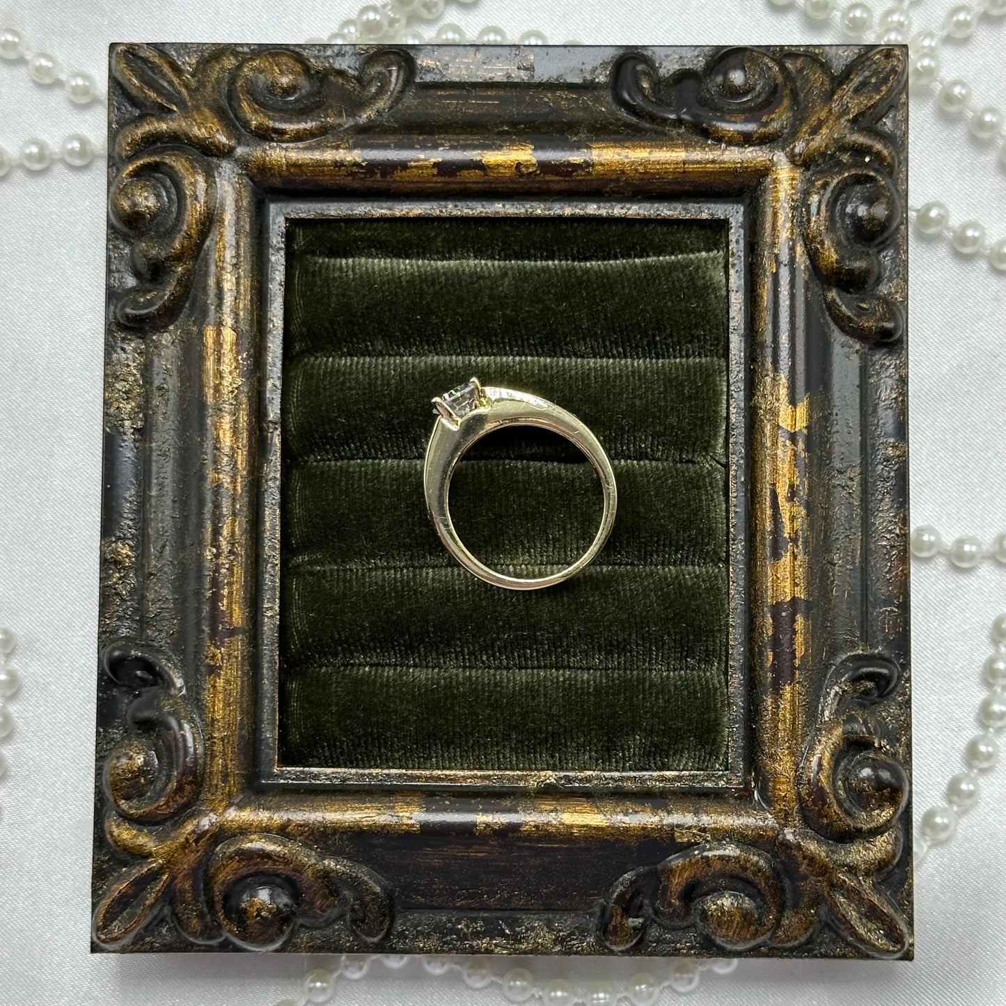 Round Cubic Zirconia Stone Vintage Deadstock Ring 14k Gold Electroplated
