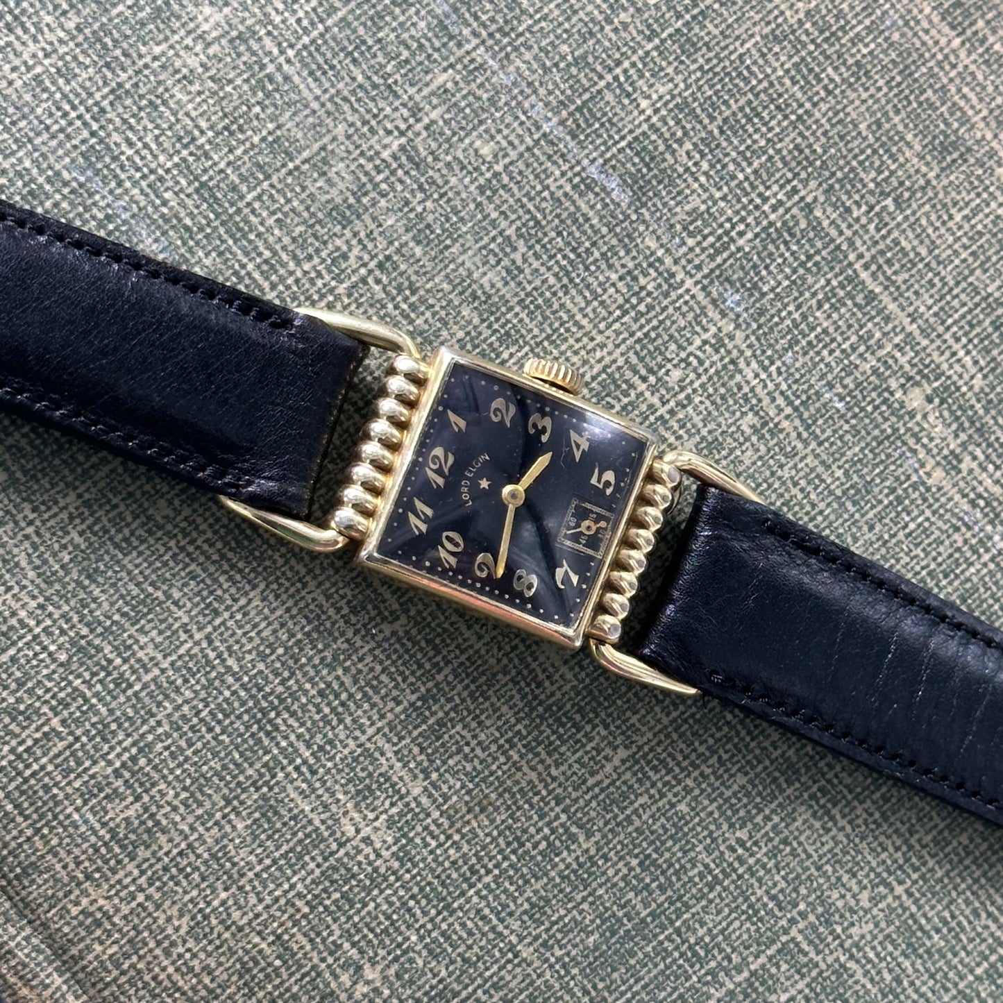 1950's Vintage 14k GF Lord Elgin Black Dial Watch