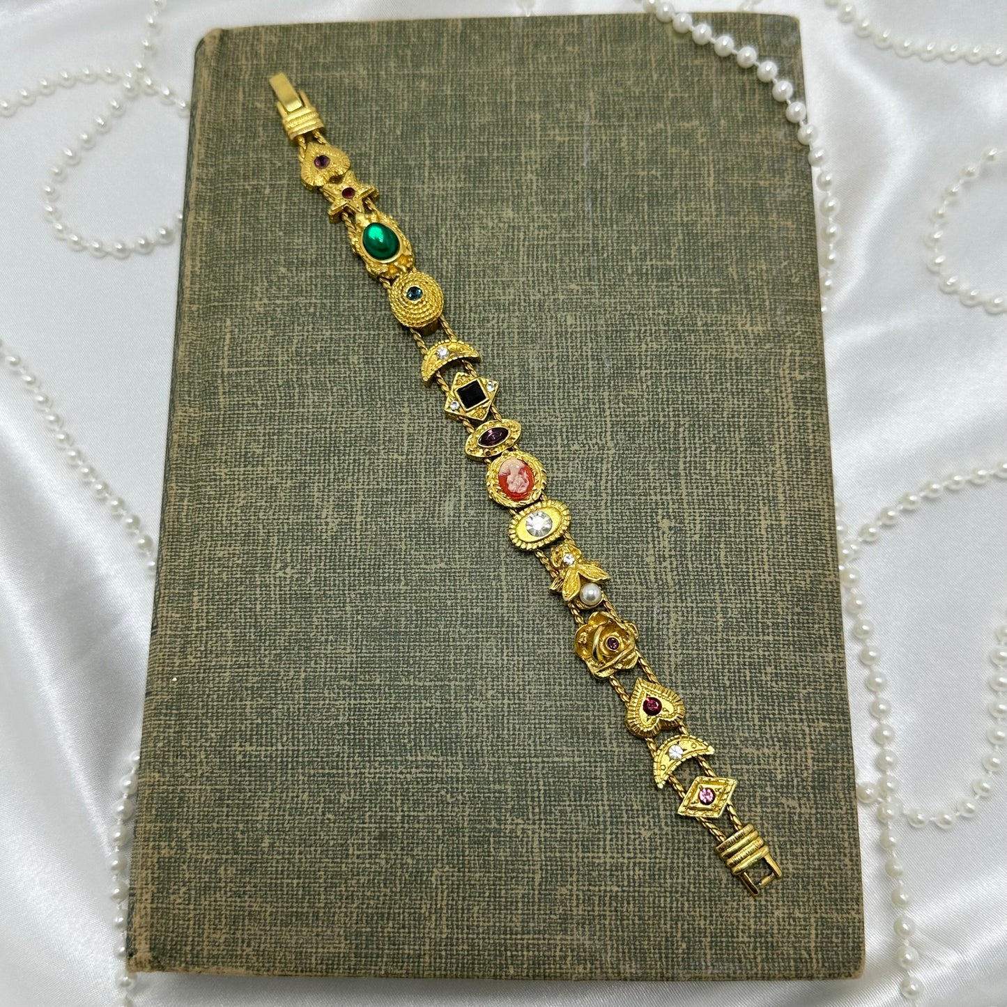 Gold Cameo Slider Charm Bracelet