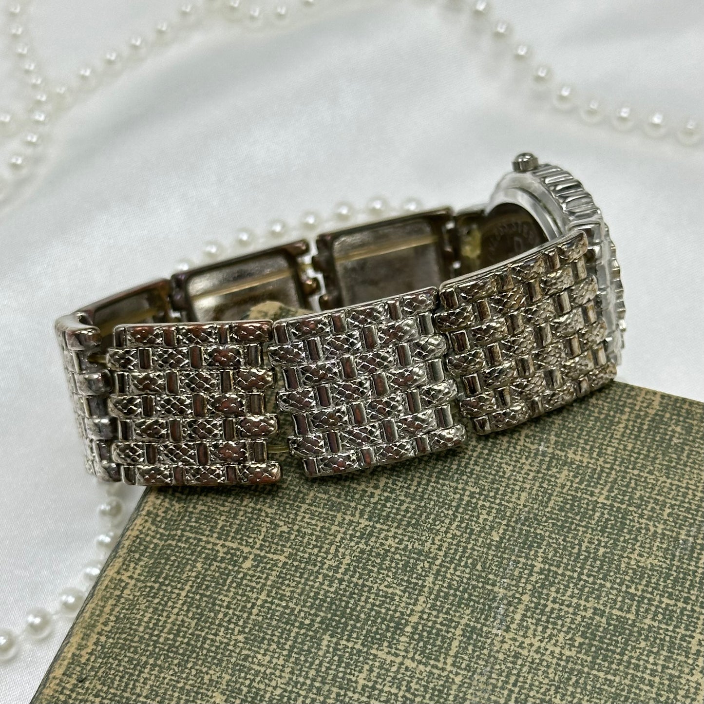 Silver Diamanté Stretchy Band Watch