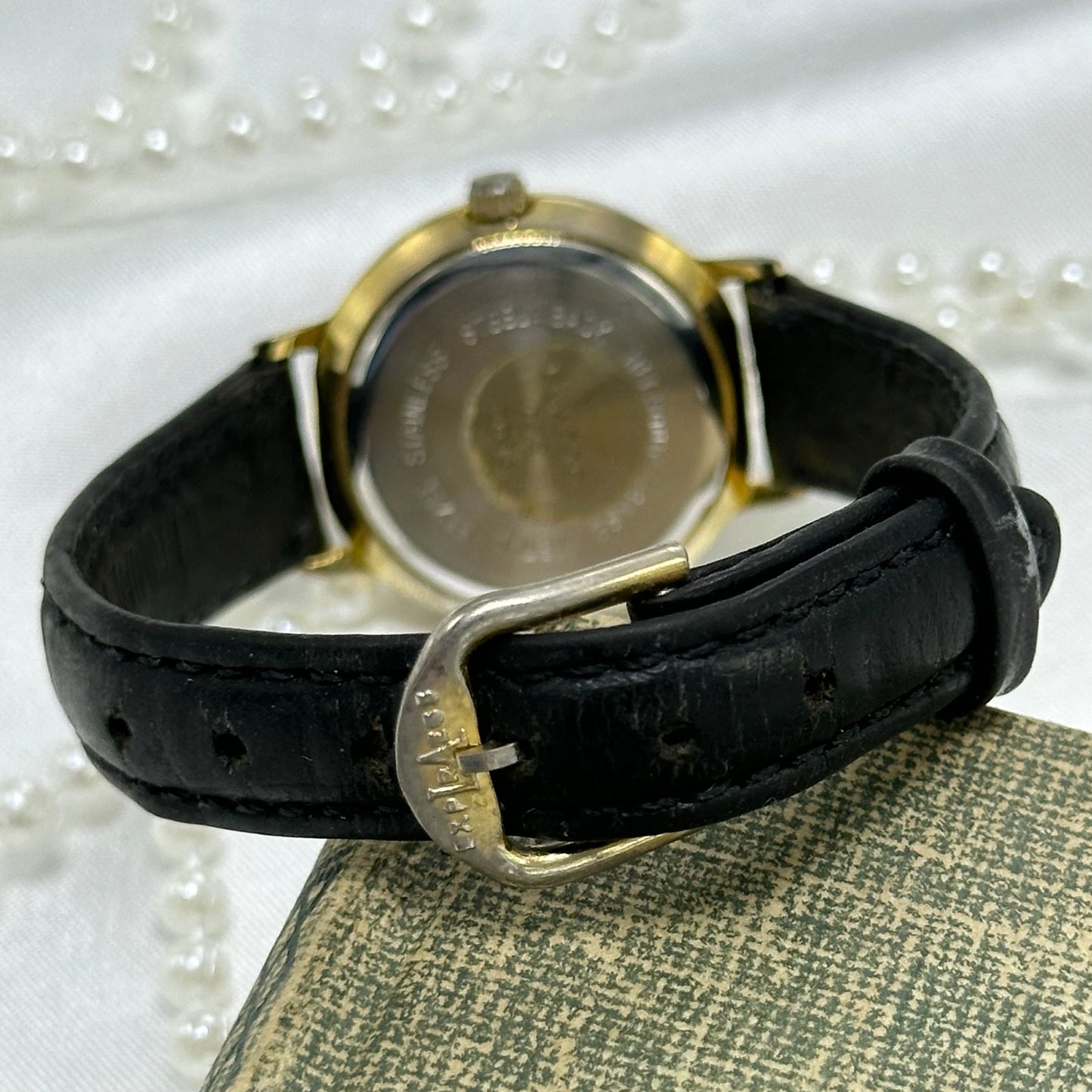 Gold and Black Dual-Time LA Express Watch with Iridescent Dial