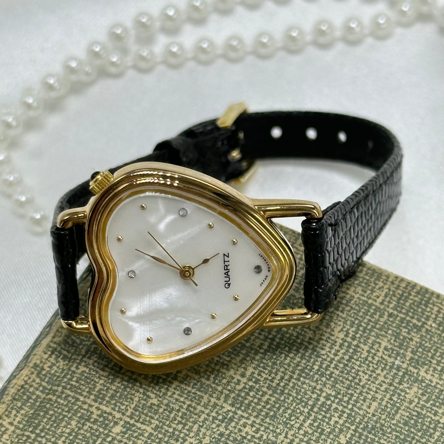 Vintage Avon Gold Heart Watch with Mother of Pearl Dial