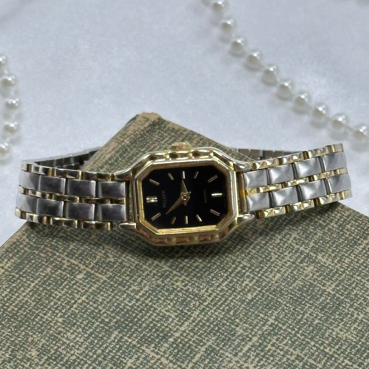 Two-Tone Pulsar Watch with Black Dial