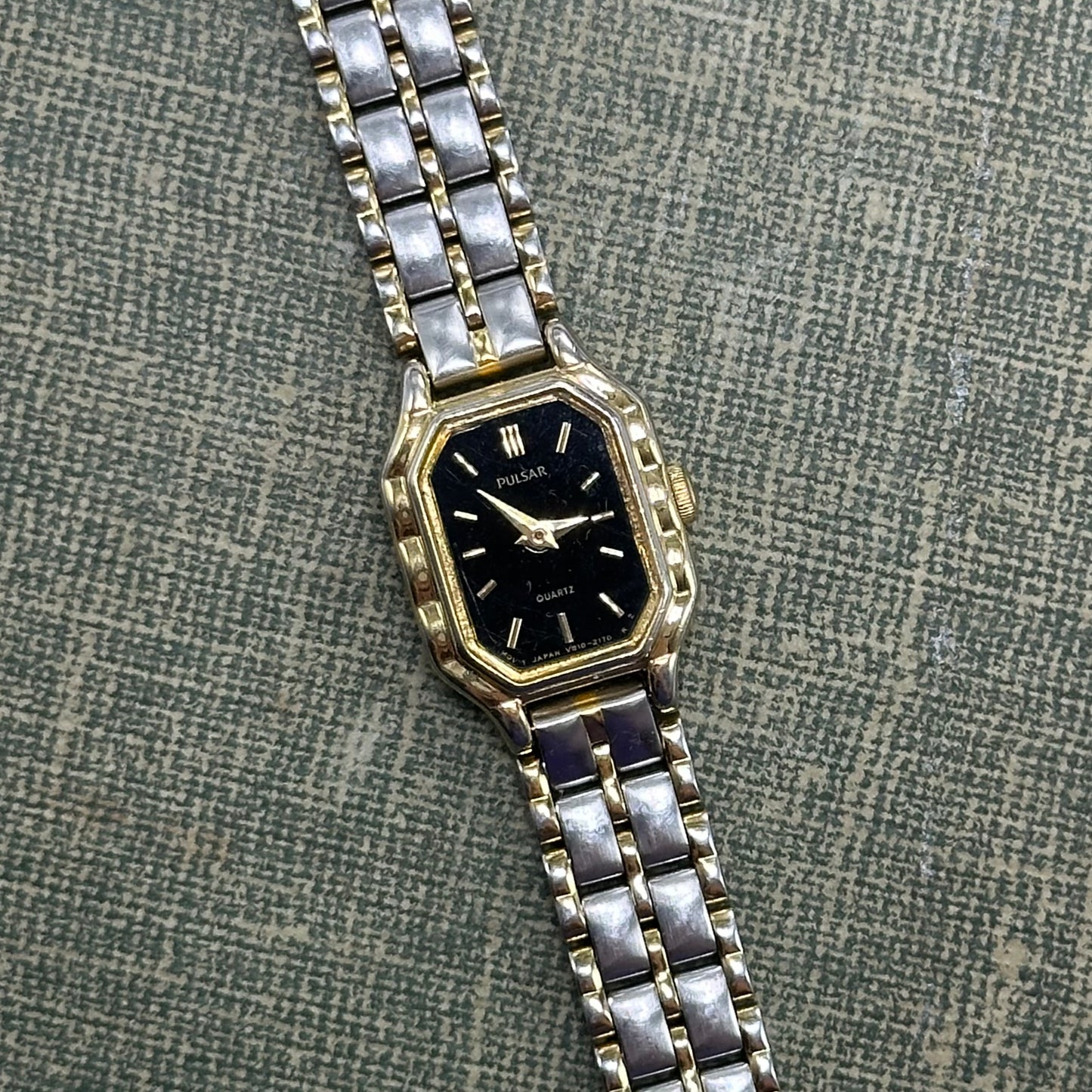 Two-Tone Pulsar Watch with Black Dial