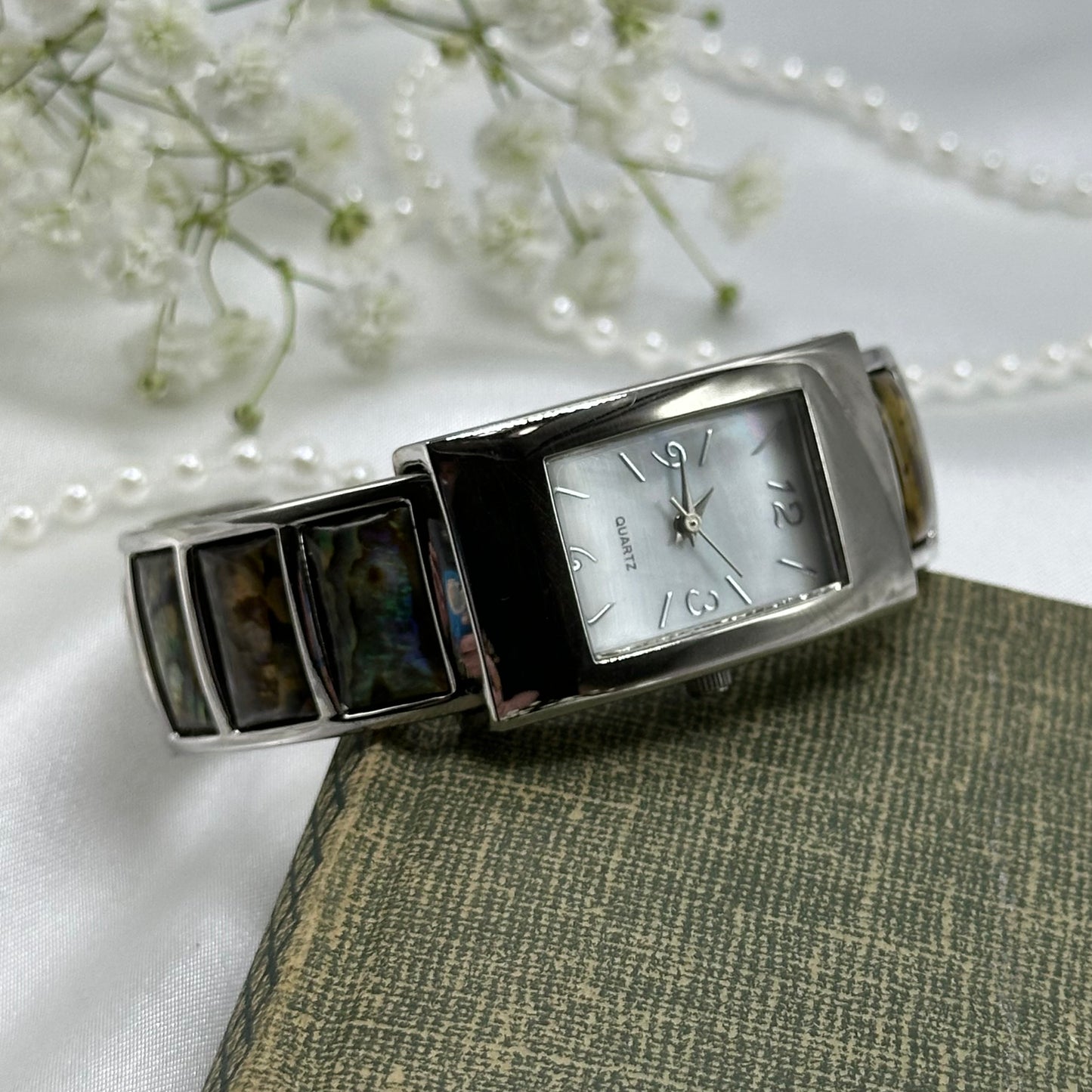 Silver Abalone Cuff Watch