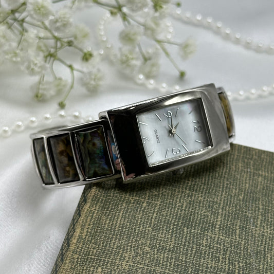 Silver Abalone Cuff Watch