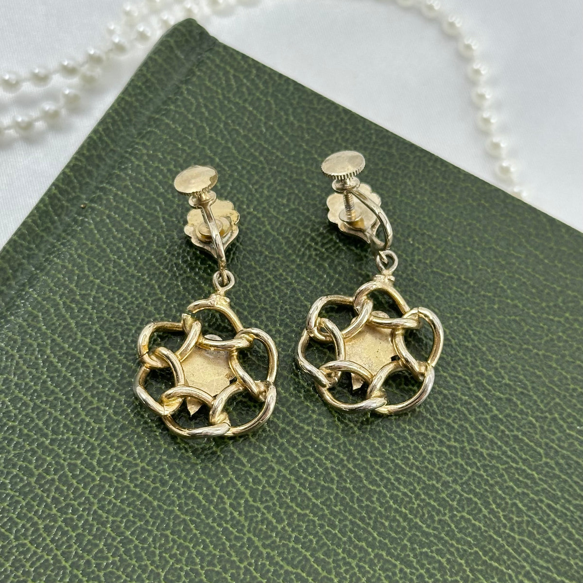 Two-Tone Dangle Leaf Screw Back Earrings