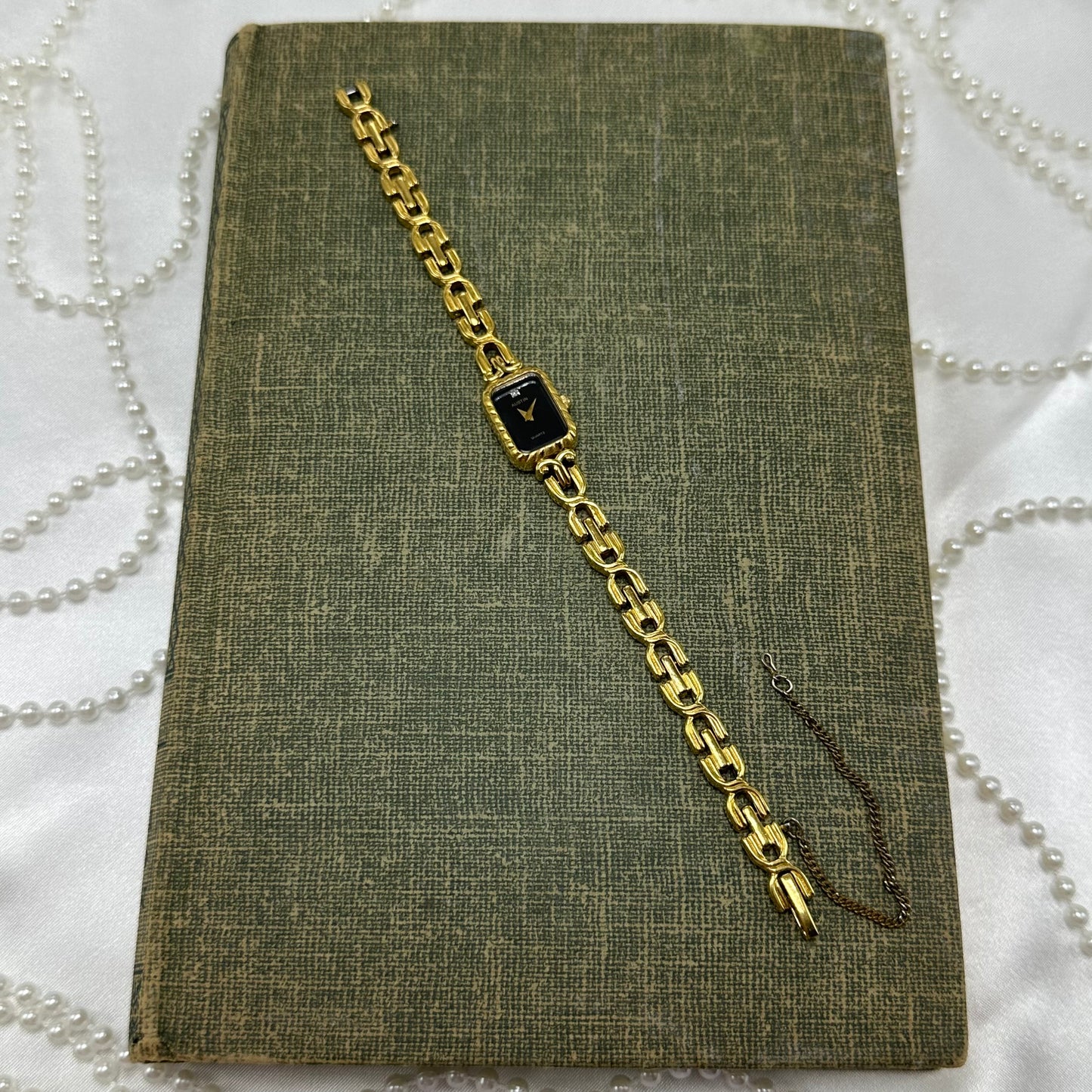 Dainty Gold Watch with Black Dial
