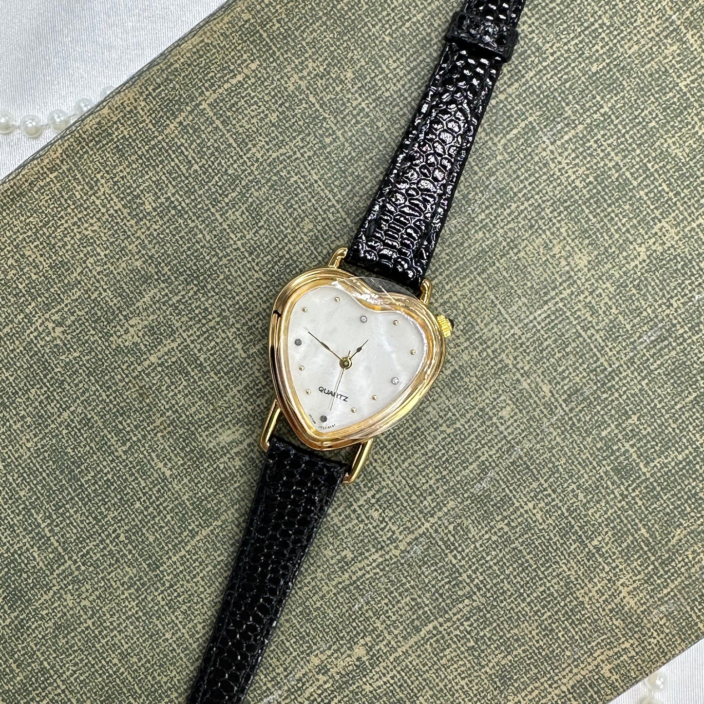 Vintage Avon Gold Heart Watch with Mother of Pearl Dial