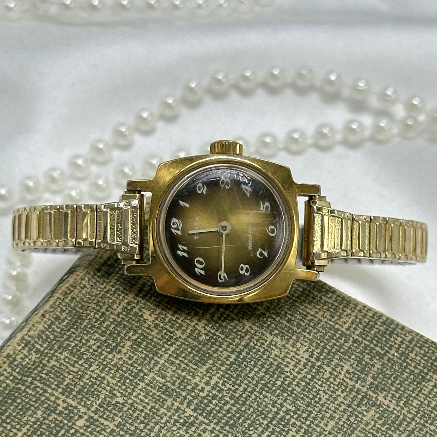 1974 Tiger Eye Dial Gold Timex Wind-Up Watch