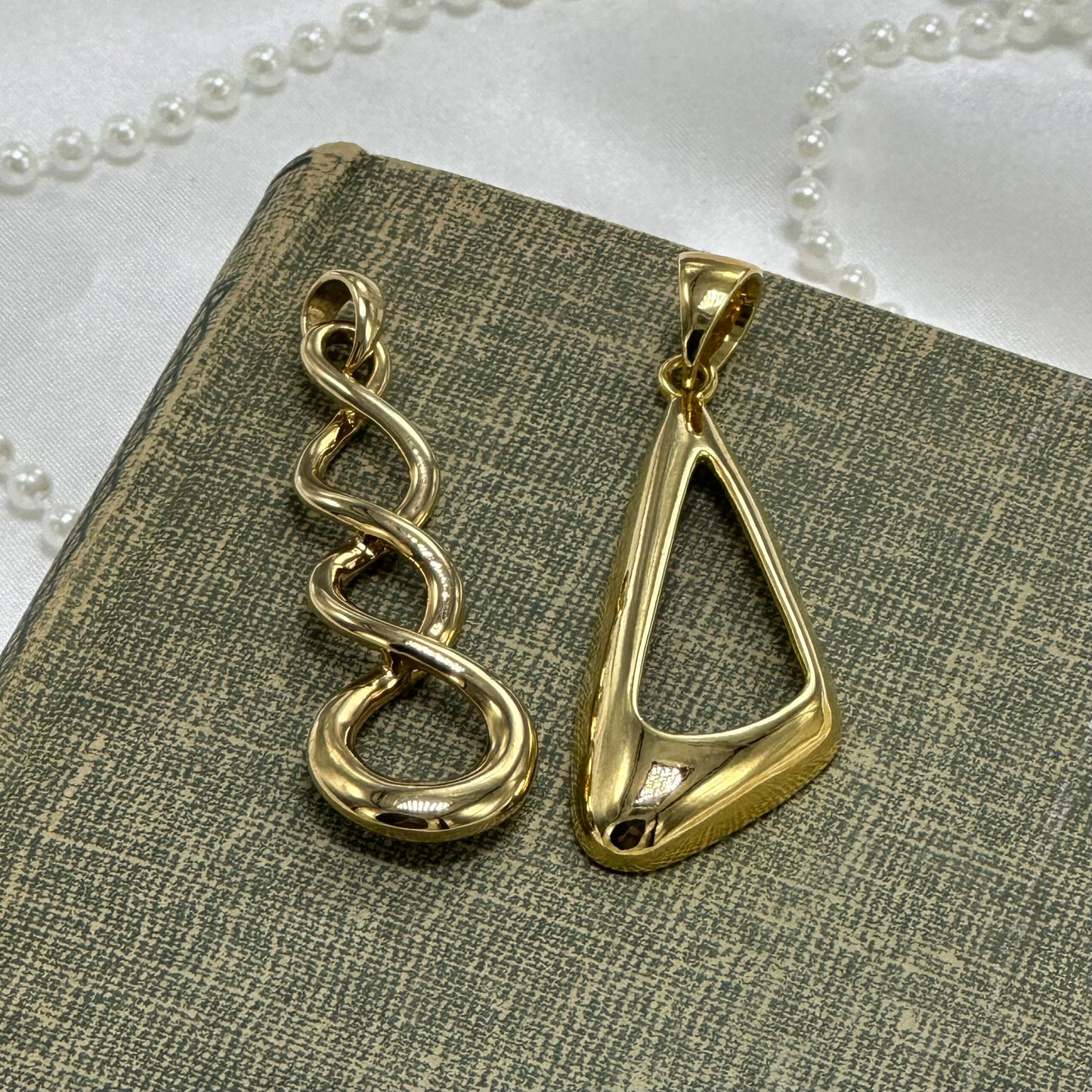 Vintage Gold Pendants Bundle - Triangle and Spiral